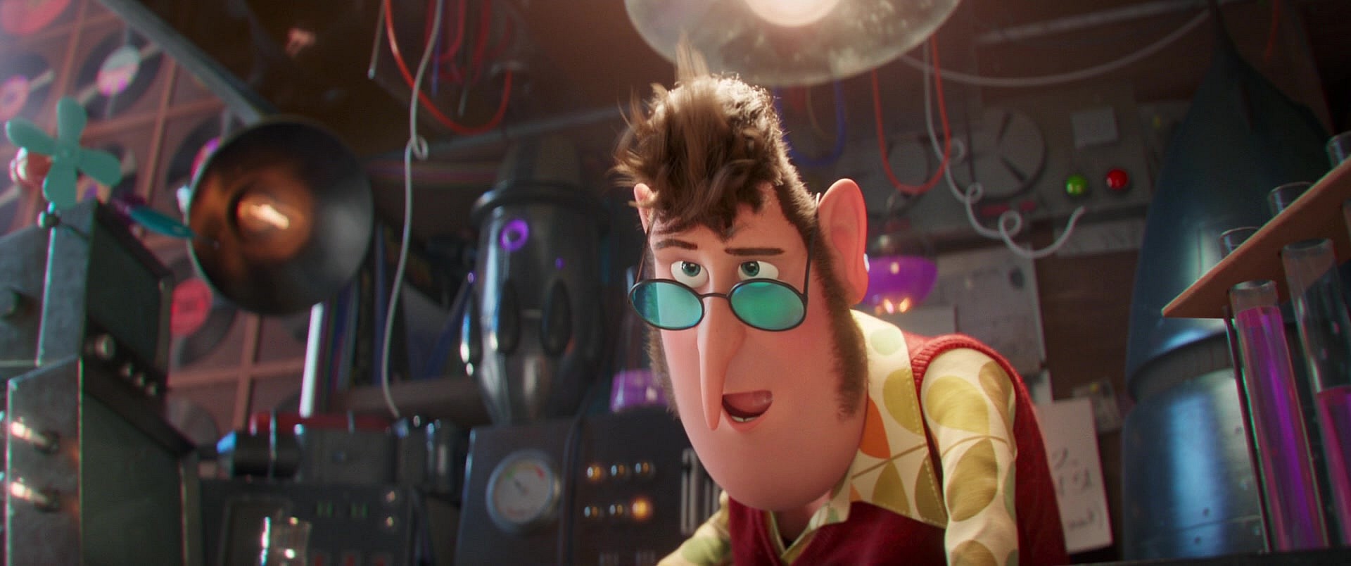 Dr. Nefario (Russell Brand) joins Gru's (Steve Carrell) villainous plans in Minions: The Rise of Gru (2022), Illumination