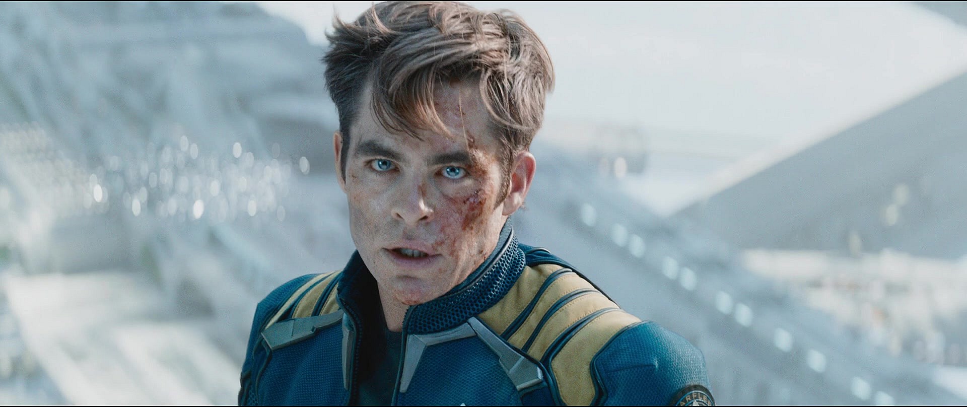 Kirk (Chris Pine) goes one-on-one with Krall (Idris Elba) in Star Trek Beyond (2016), Paramount Pictures