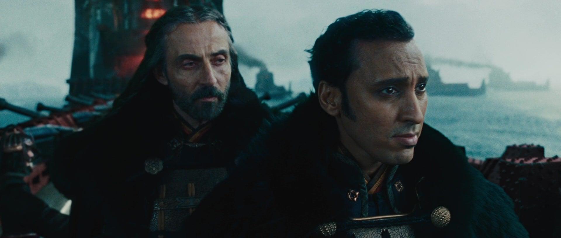 Admiral Zhao (Aasif Mandvi) and General Iroh (Shaun Toub) prepare to attack the Northern Water Tribe in The Last Airbender (2010), Paramount Pictures