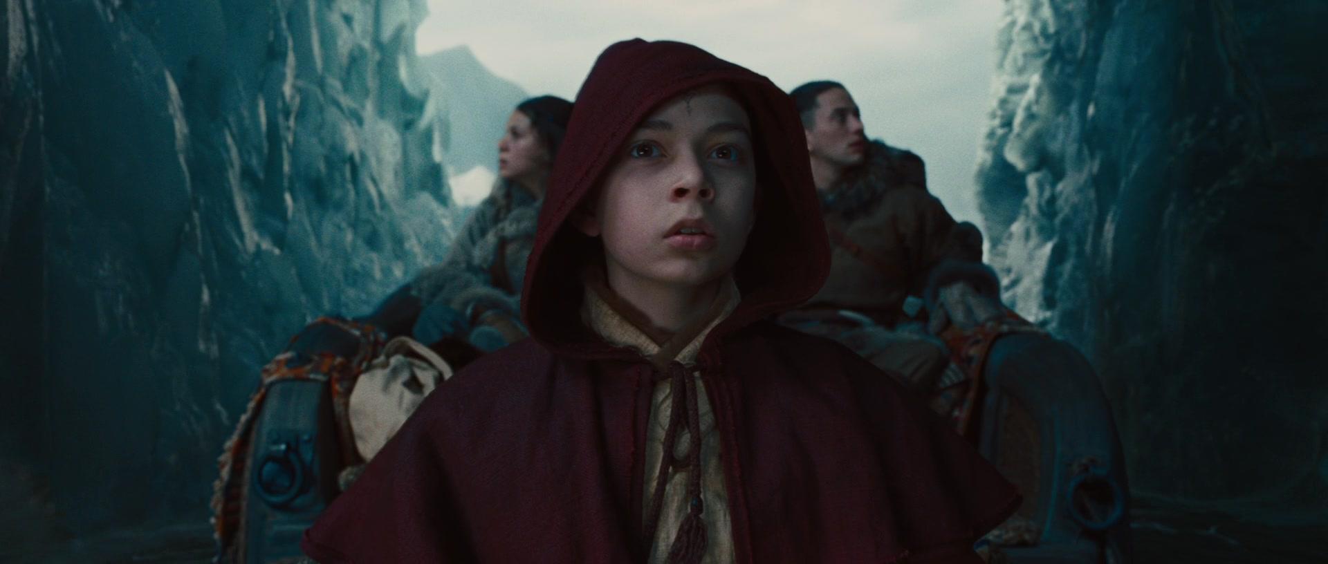 Aang (Noah Ringer), Katara (Nicola Peltz), and Sokka (Jackson Rathbone) arrive at the Northern Water Tribe in The Last Airbender (2010), Paramount Pictures