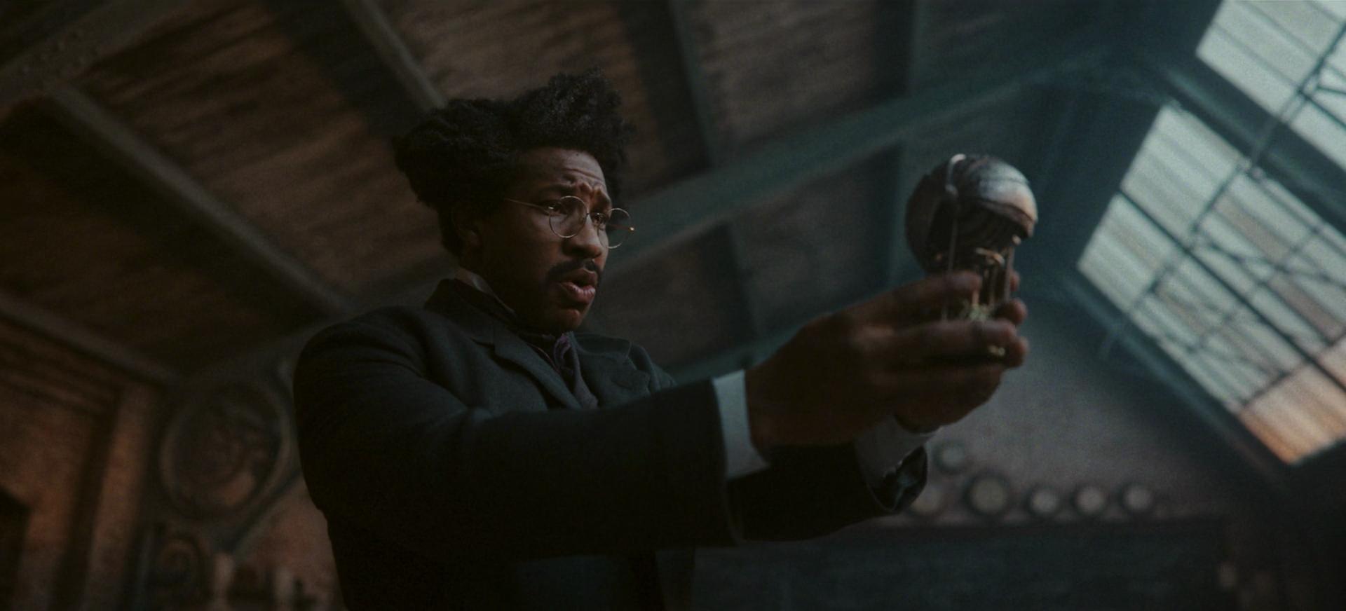 Victor Timely (Jonathan Majors) ponders on the possibilities of his new device in Loki Season 2 Episode 3 "1893" (2023), Marvel Entertainment