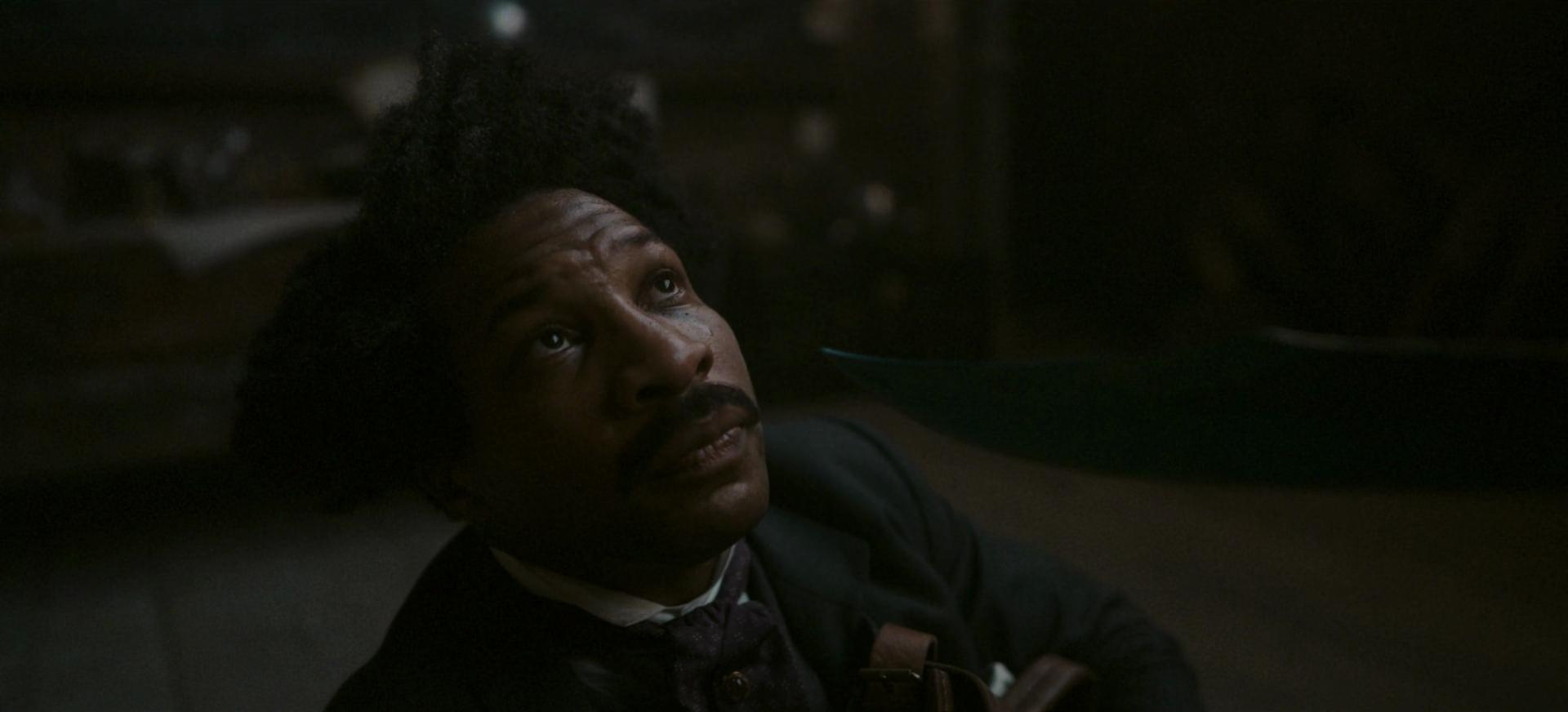 Victor Timely (Jonathan Majors) finds himself at the mercy of Sylvie's (Sophia Di Martino) blade in Loki Season 2 Episode 3 "1893" (2023), Marvel Entertainment