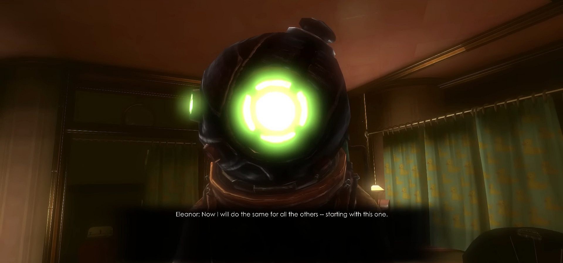 Eleanor (Sarah Bulger) resolves herself to a new mission in BioShock 2 (2010), 2K Games