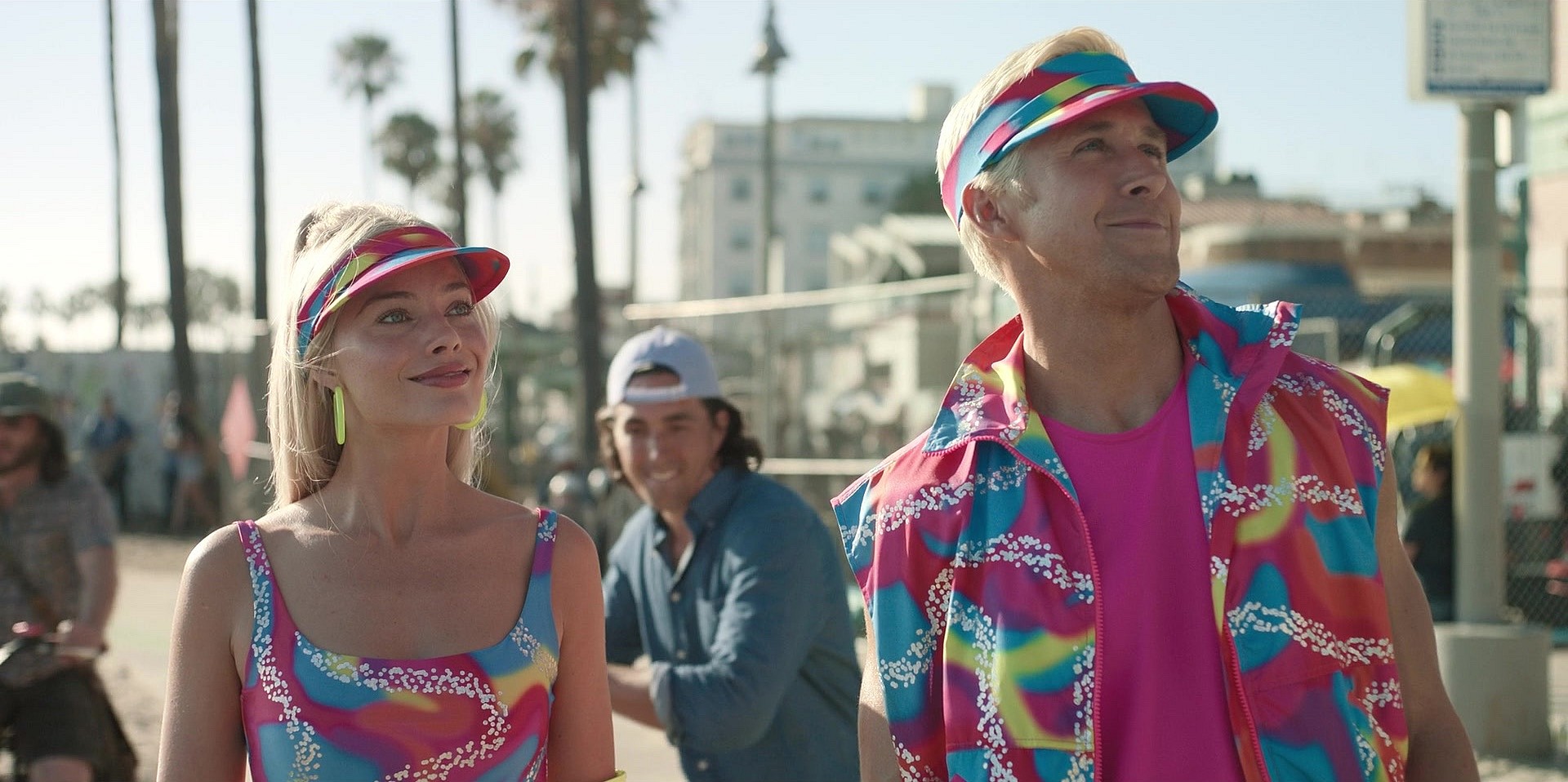 Margot Robbie as Stereotypical Barbie and Ryan Gosling as Ken in Barbie (2023), Warner Bros. Pictures