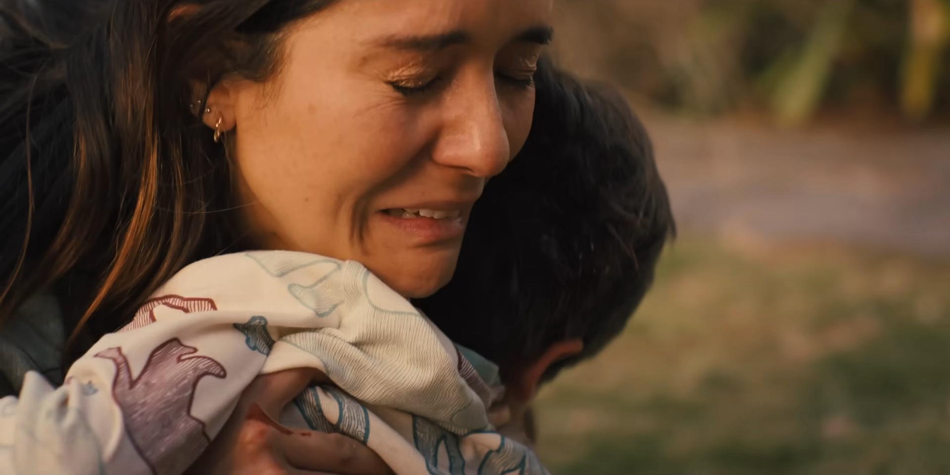 Catalina Sandino Moreno as Saya and Anthony Giulietti in Silent Night (2023), Lionsgate