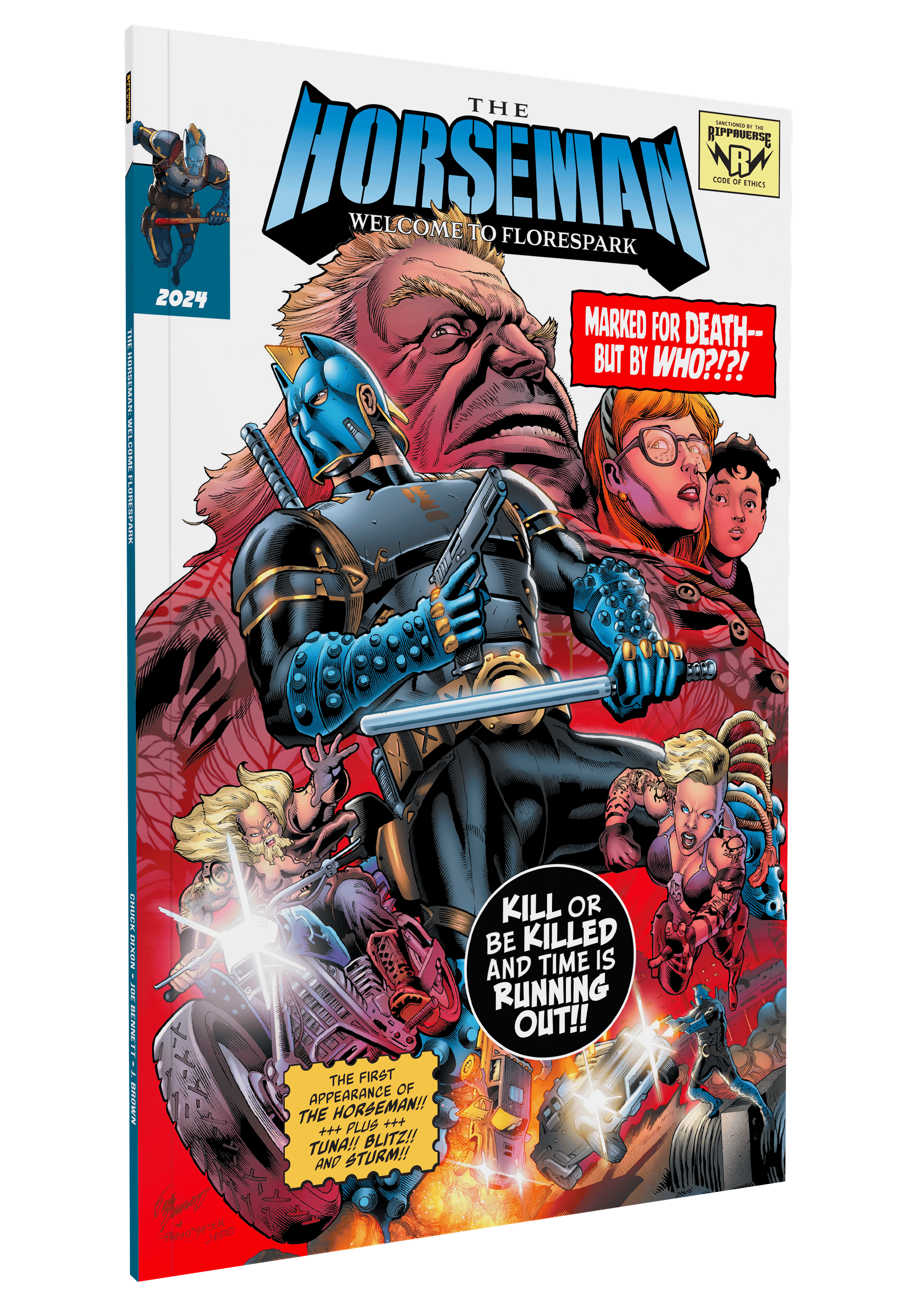 The Horseman evokes some classic comic book visuals on Joe Bennett's variant cover to The Horseman Vol. 1 #1 (2024), Rippaverse
