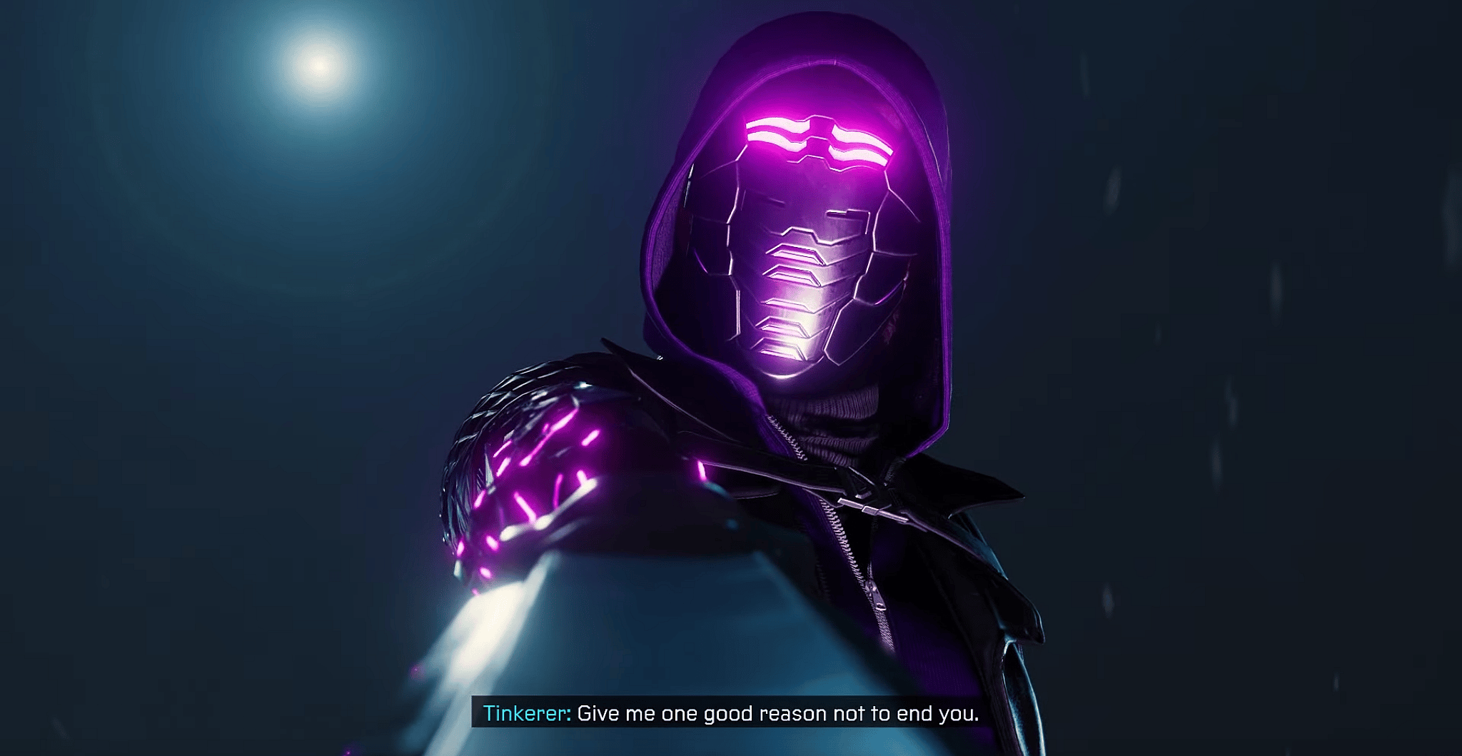 The Tinkerer (Jasmin Savoy Brown) has Miles Morales (Nadji Jeter) at her mercy in Marvel's Spider-Man: Miles Morales (2020), Insomniac Games