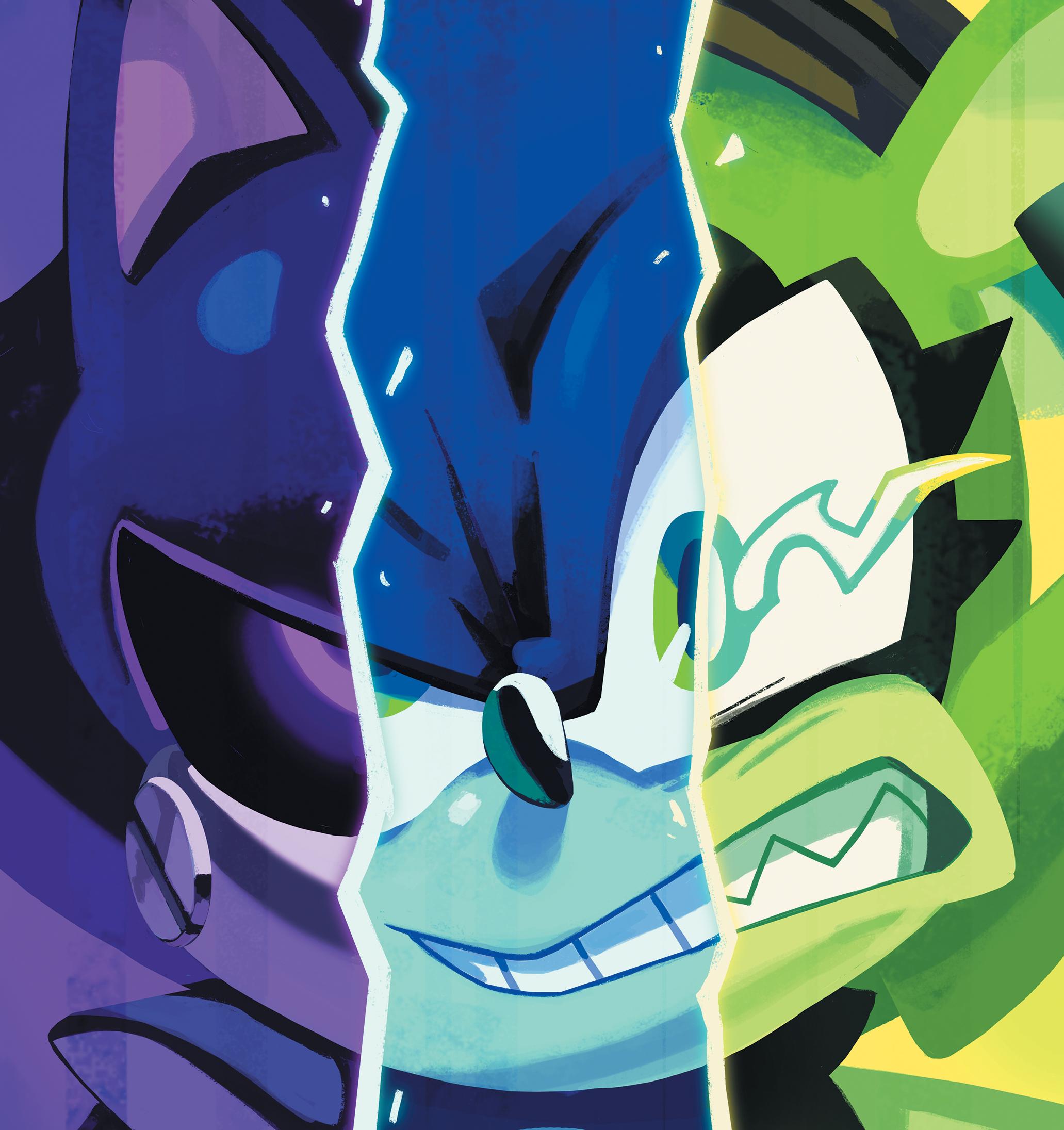 Metal Sonic, Sonic, and Surge prepare to brawl on Nathalie Fourdraine's variant cover to Sonic the Hedgehog Vol. 1 #56 (2024), IDW