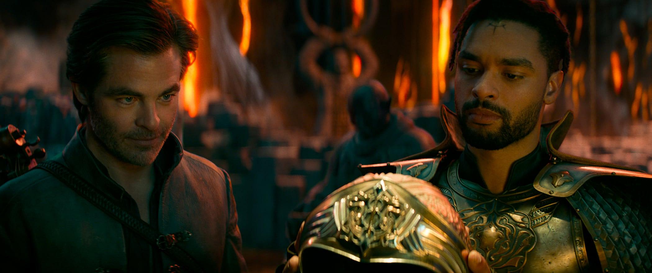 Chris Pine as Edgin and Regé-Jean Page as Xenk in Dungeons & Dragons: Honor Among Thieves