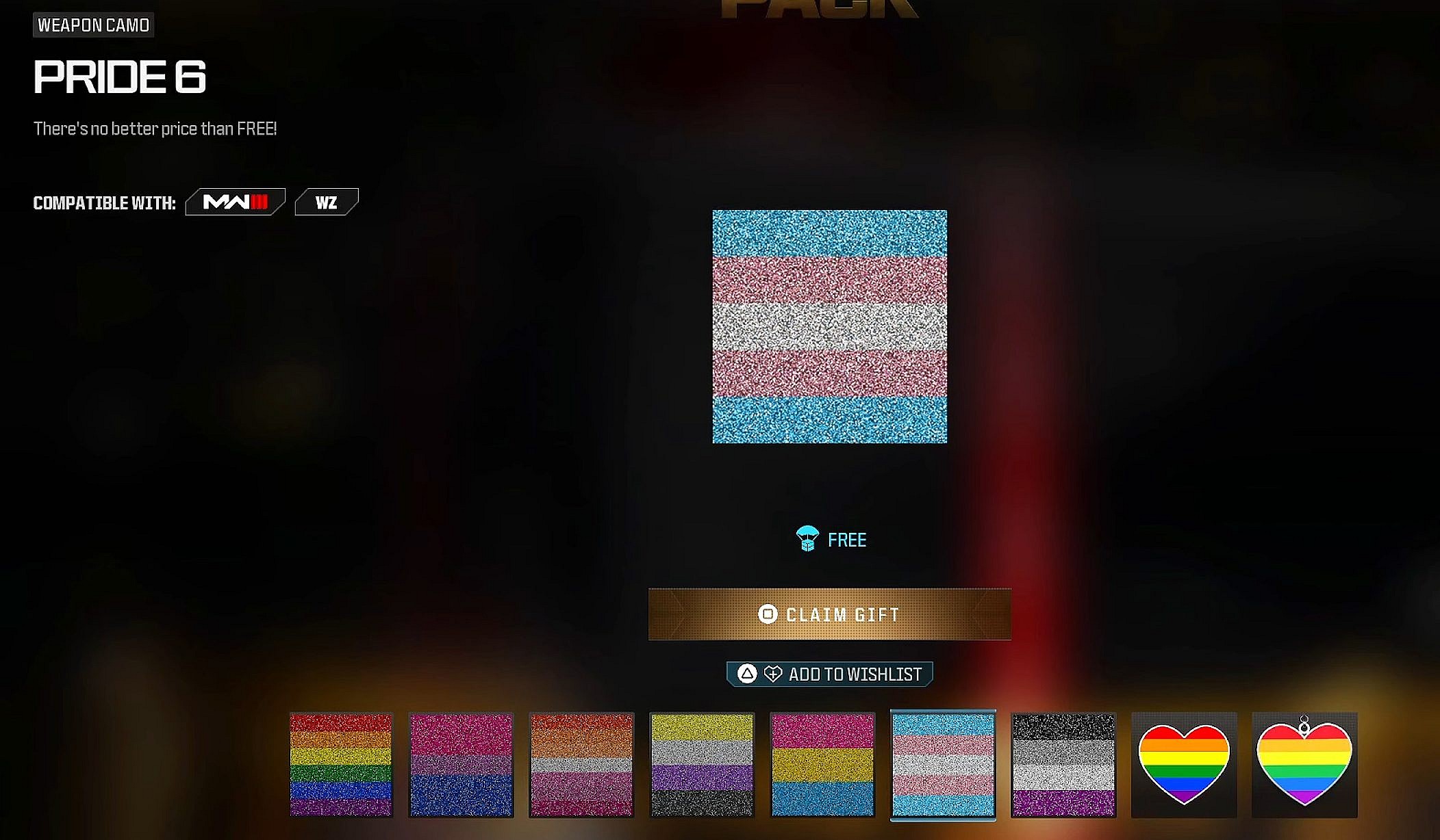 The contents of the Pride 2024 cosmetic bundle in Call of Duty: Modern Warfare III (2023), Activision Blizzard