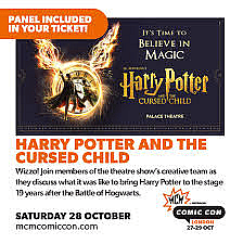 Announcement image for MCM London Comic Con's cancelled 2023 Harry Potter and The Cursed Child panel