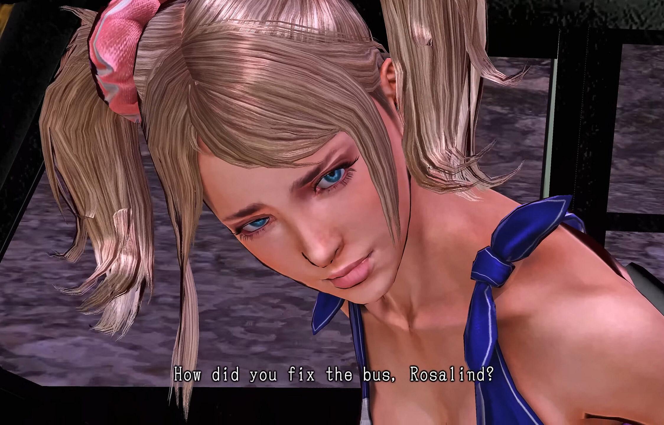 Juliet (Tara Strong) questions Rosalind (Kimberly Brooks) in Lollipop Chainsaw (2012), Kadokawa