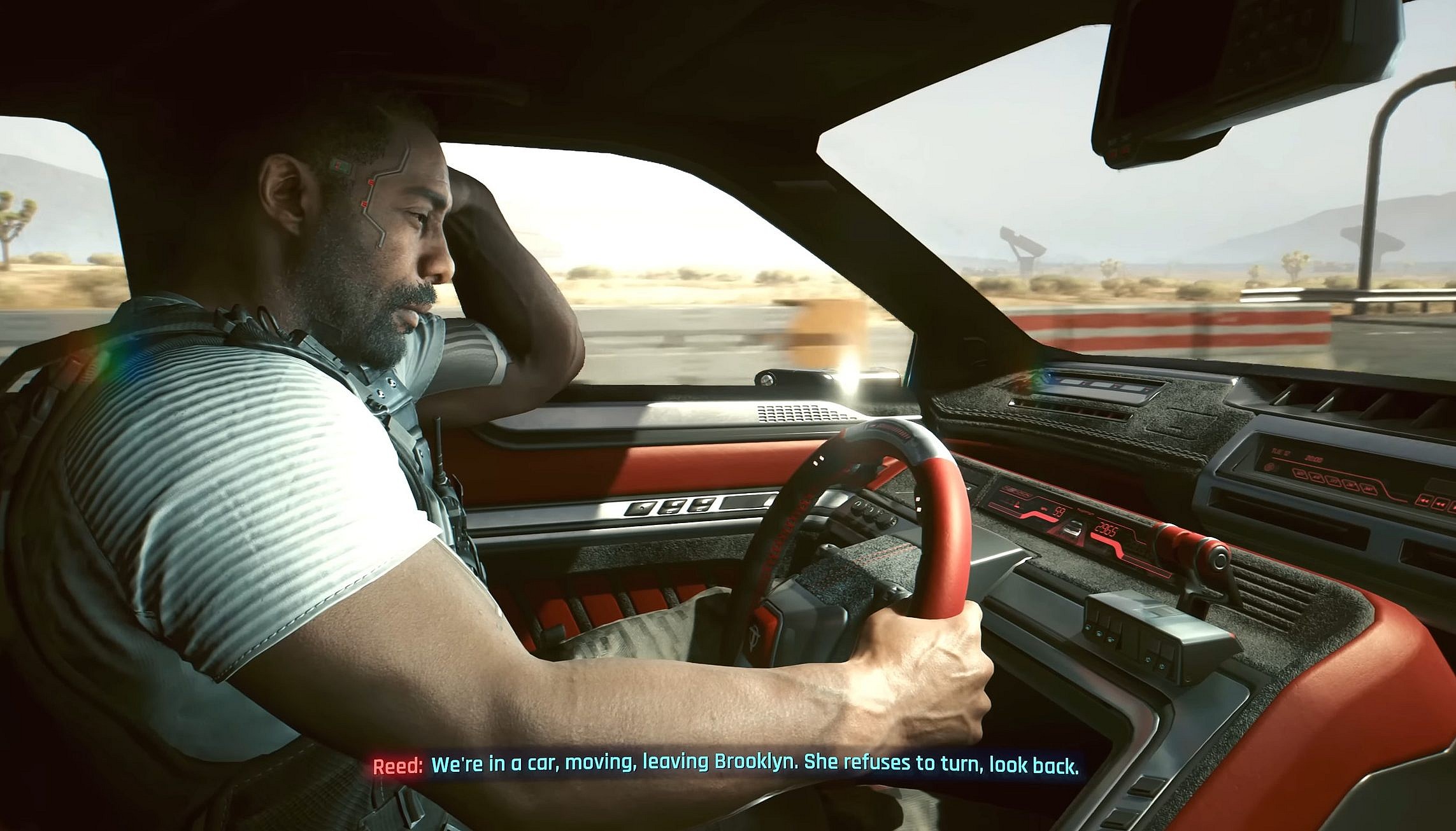 Solomon (Idris Elba) recalls his past in Cyberpunk 2077: Phantom Liberty (2023), CD Projekt Red