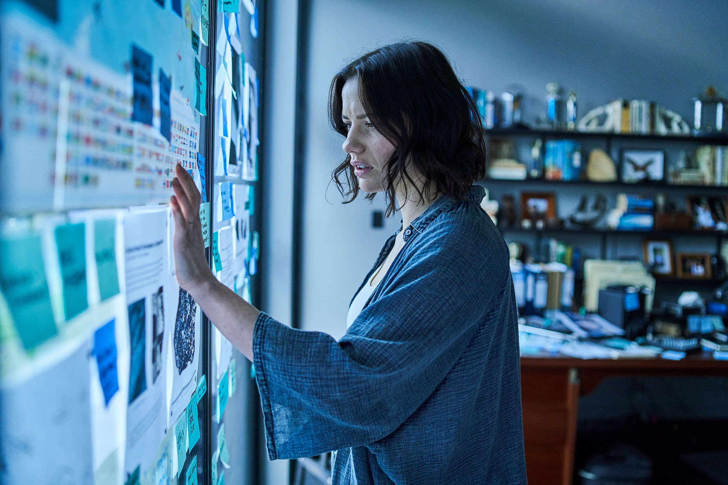 Lily Sullivan as The Interviewer in the Sci-Fi/Thriller film, MONOLITH, a Well Go USA release. Photo courtesy of Well Go USA. 