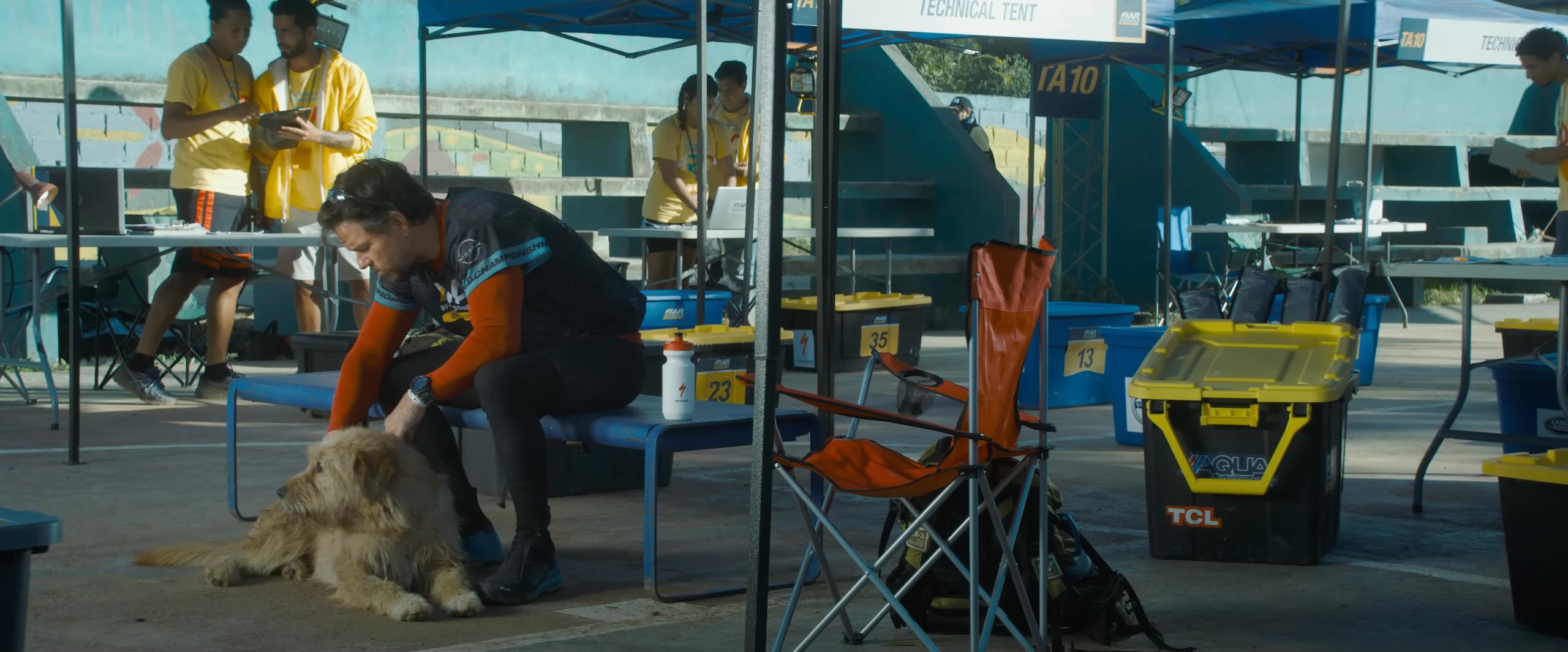 Ukai as Arthur and Mark Wahlberg as Michael Light in Arthur the King (2024), Lionsgate