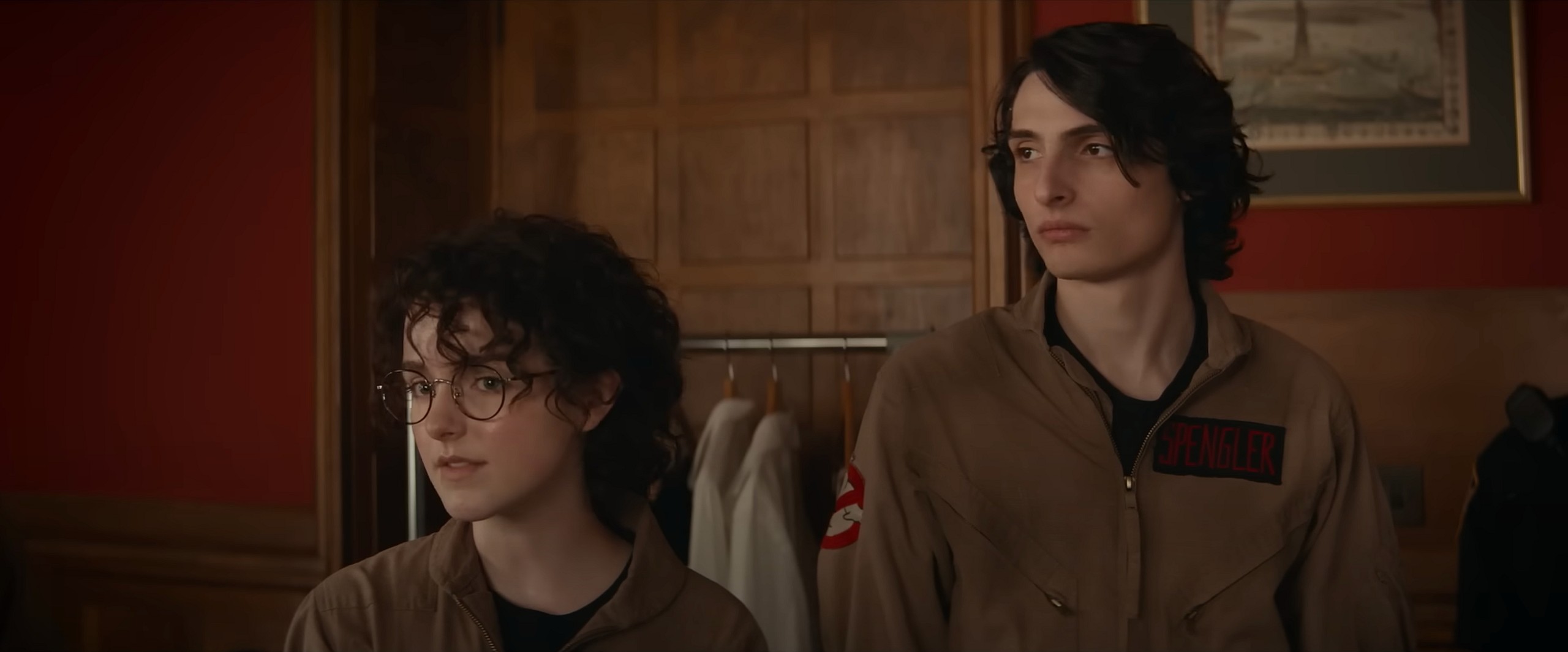 Mckenna Grace as Phoebe Spengler and Finn Wolfhard as Trevor Spengler in Ghostbusters: Frozen Empire (2024), Sony Pictures Entertainment