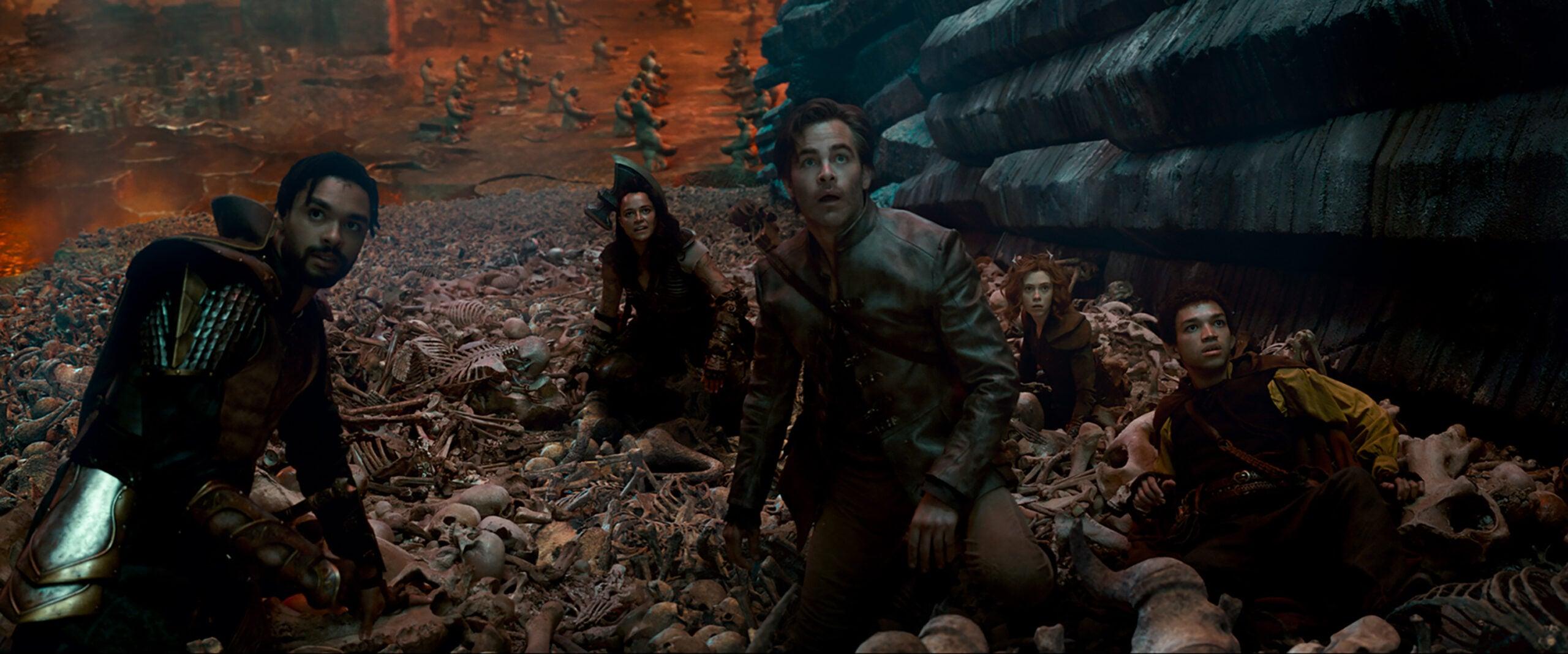 Rege Jean Page plays Xenk, Michelle Rodriguez plays Holga, Chris Pine plays Edgin, Sophia Lillis plays Doric and Justice Smith plays Simon in Dungeons & Dragons: Honor Among Thieves from Paramount Pictures and eOne.