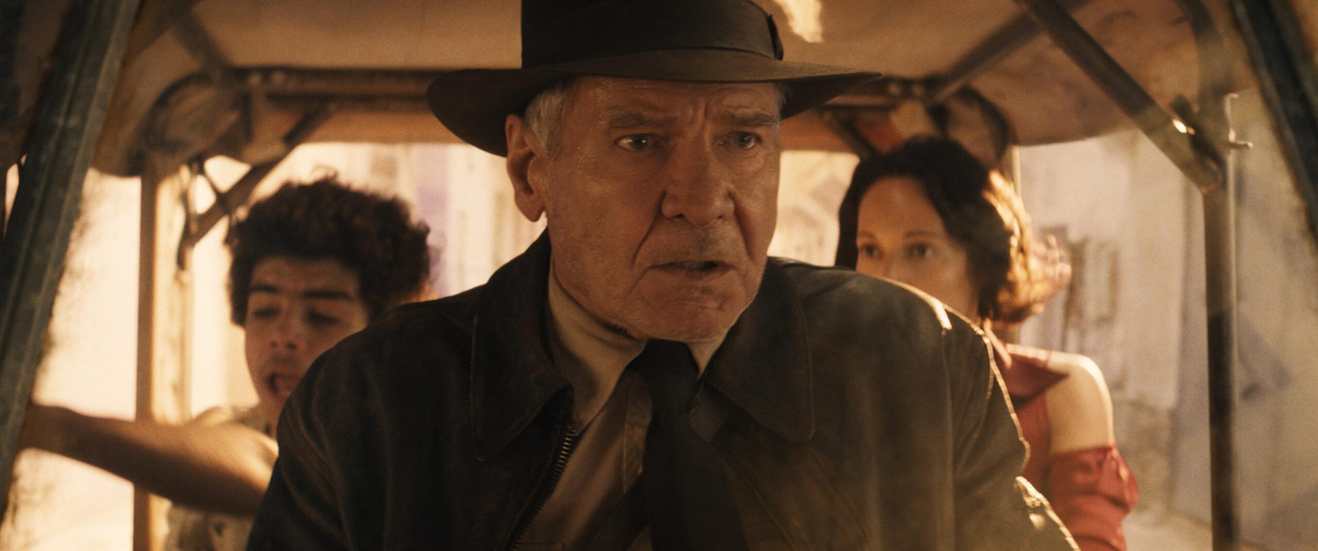 Teddy, Indiana Jones (Harrison Ford), Helena in Lucasfilm's INDIANA JONES AND THE DIAL OF DESTINY