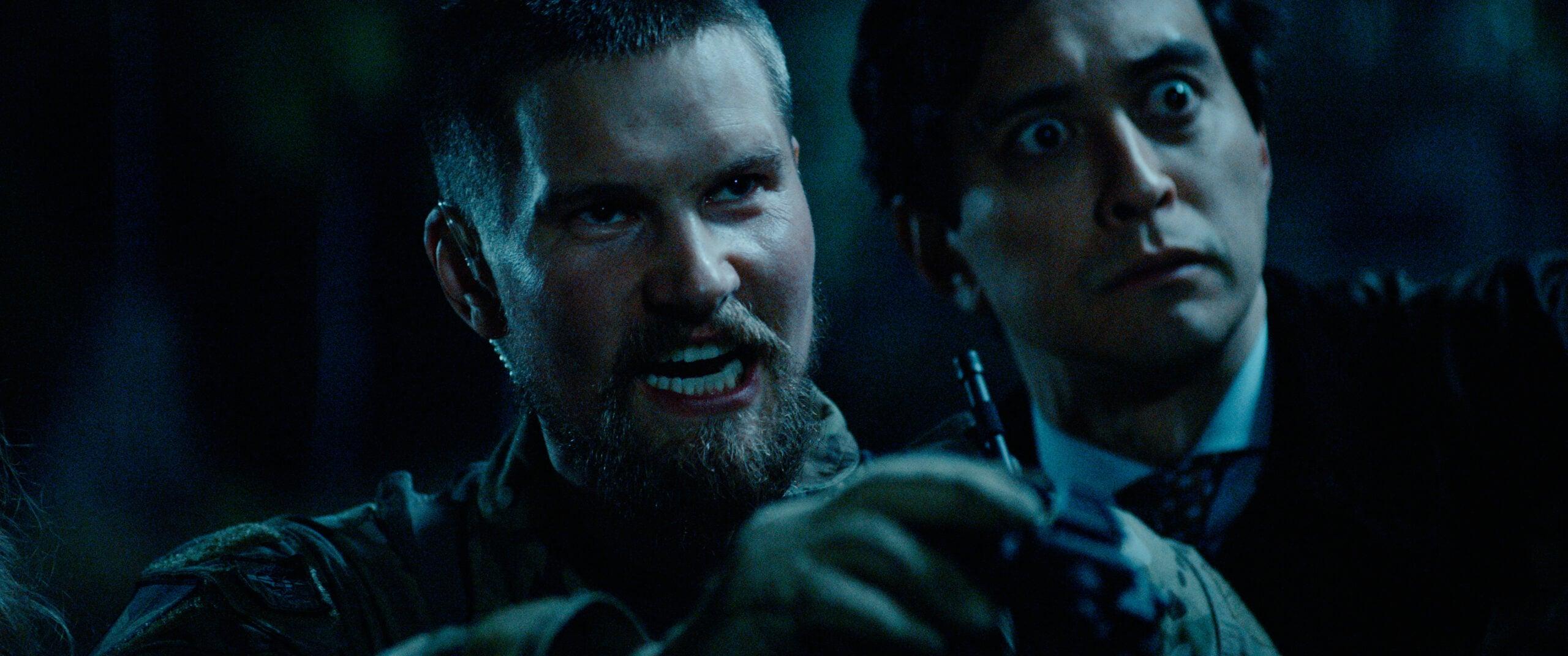 Troll (L to R) Mads Sjøgård Pettersen as Captain Kristoffer Holm and Kim S. Falck-Jørgensen as Andreas Isaksen in Troll Cr. Courtesy of Netflix © 2022