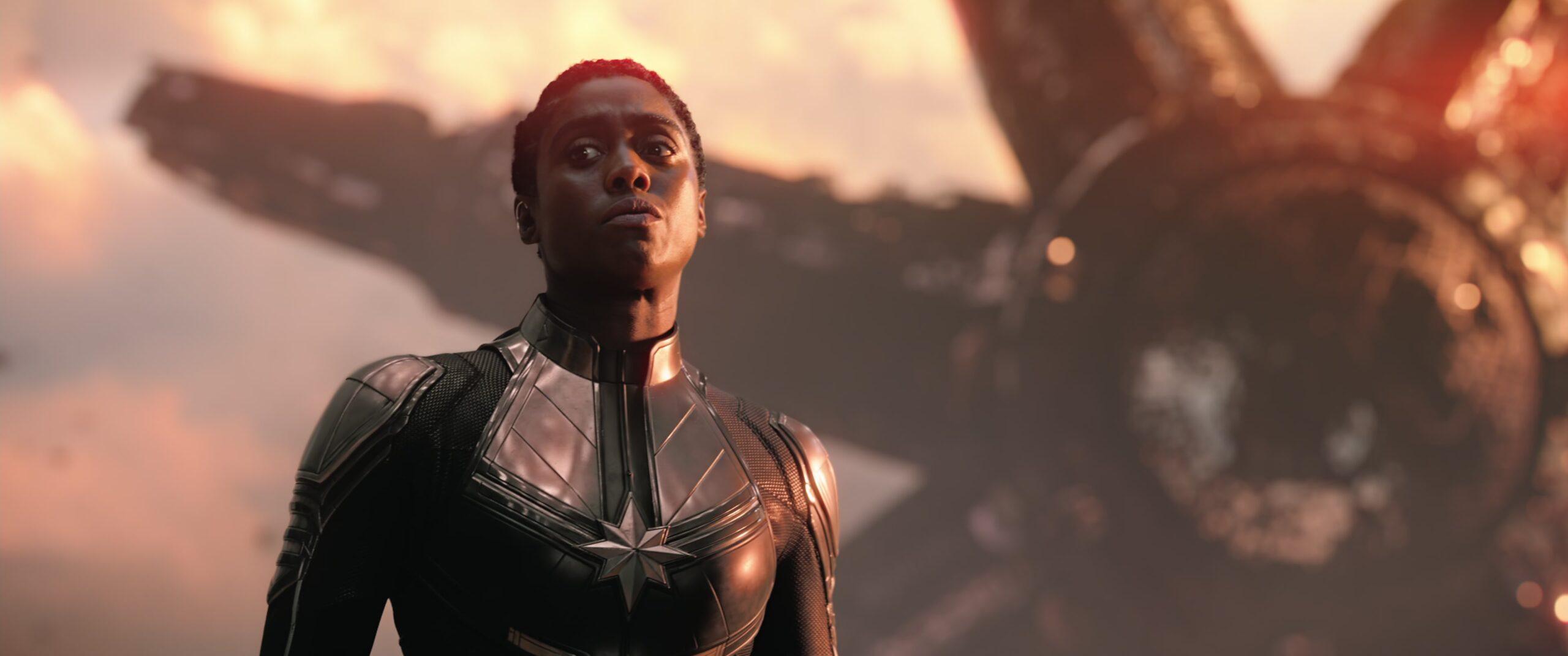 Maria Rambeau (Lashana Lynch) watches on as her universe's Doctor Strange (Benedict Cumberbatch) meets his end in Doctor Strange in the Multiverse of Madness (2022), Marvel Entertainment