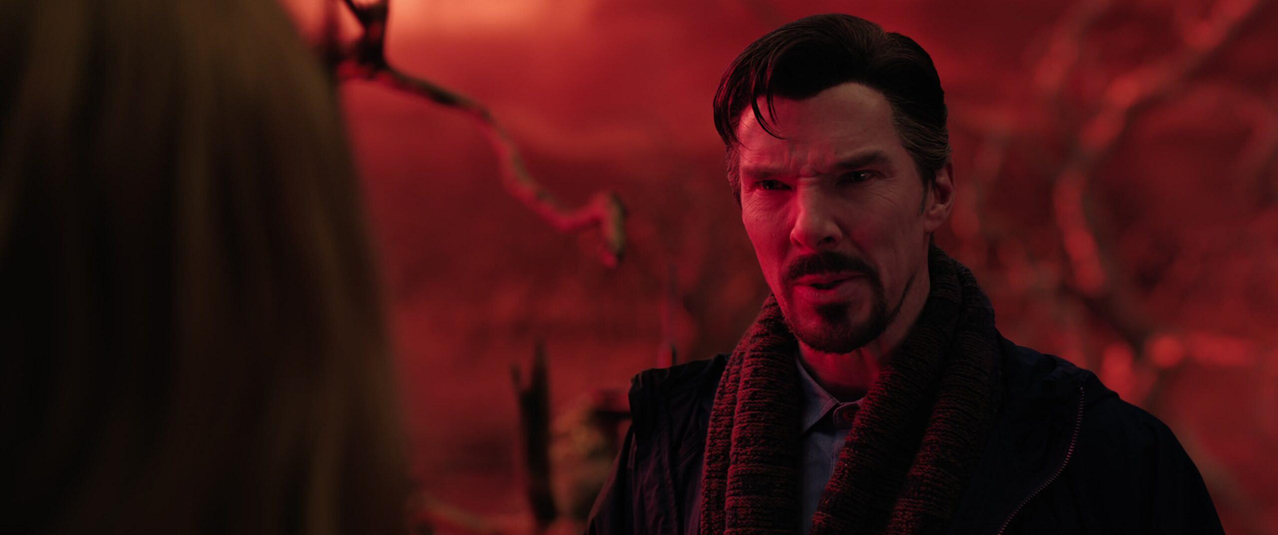 Doctor Strange scolds Wanda Maximoff for using the Darkhold in Doctor Strange in the Multiverse of