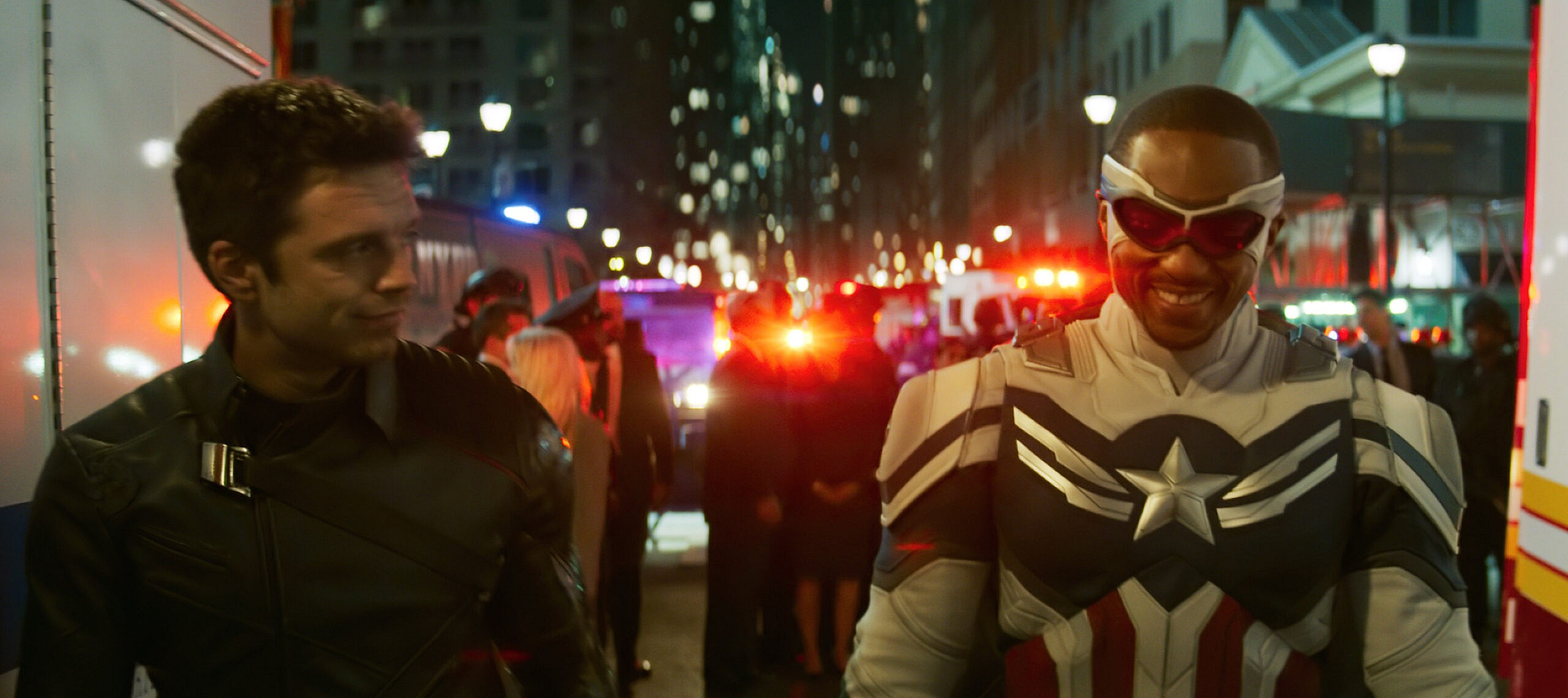 (L-R): Winter Soldier/Bucky Barnes (Sebastian Stan) and Falcon/Sam Wilson (Anthony Mackie) in Marvel Studios' THE FALCON AND THE WINTER SOLDIER exclusively on Disney+. Photo courtesy of Marvel Studios. ©Marvel Studios 2021. All Rights Reserved.