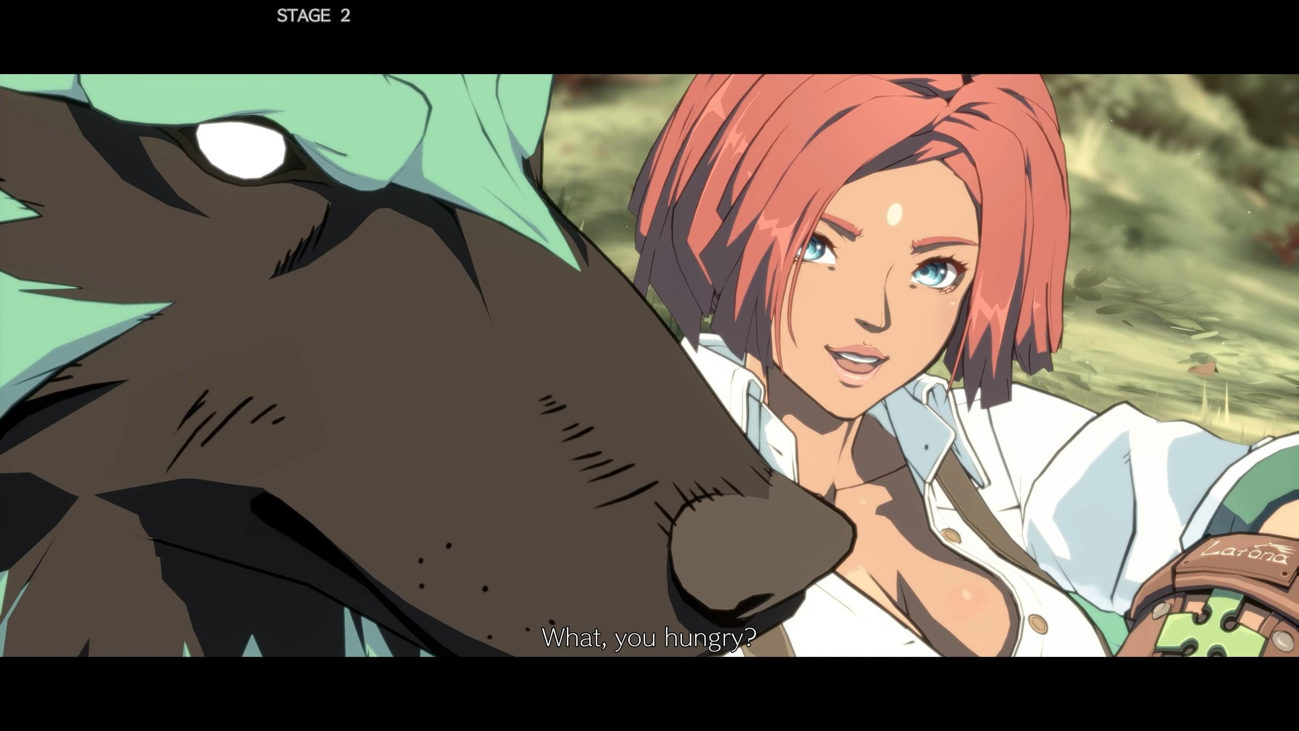 Giovanna (Mayumi Shintani) celebrates a win in Guilty Gear -Strive- (2021), Arc System Works