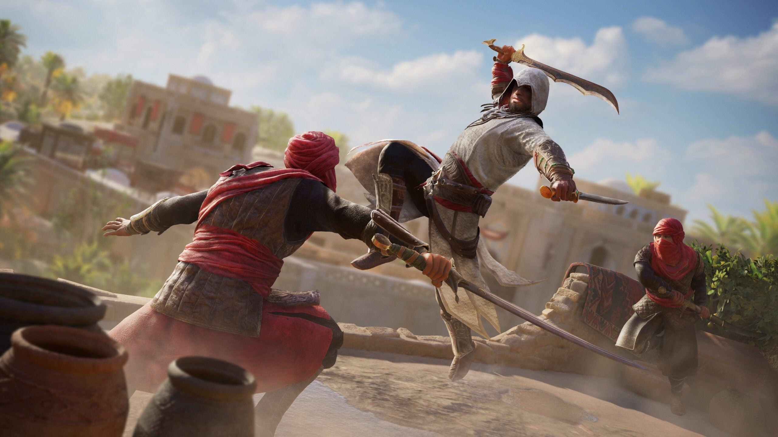 Basim (Lee Majdoub) draws his blades in Assassin's Creed Mirage (2023), Ubisoft
