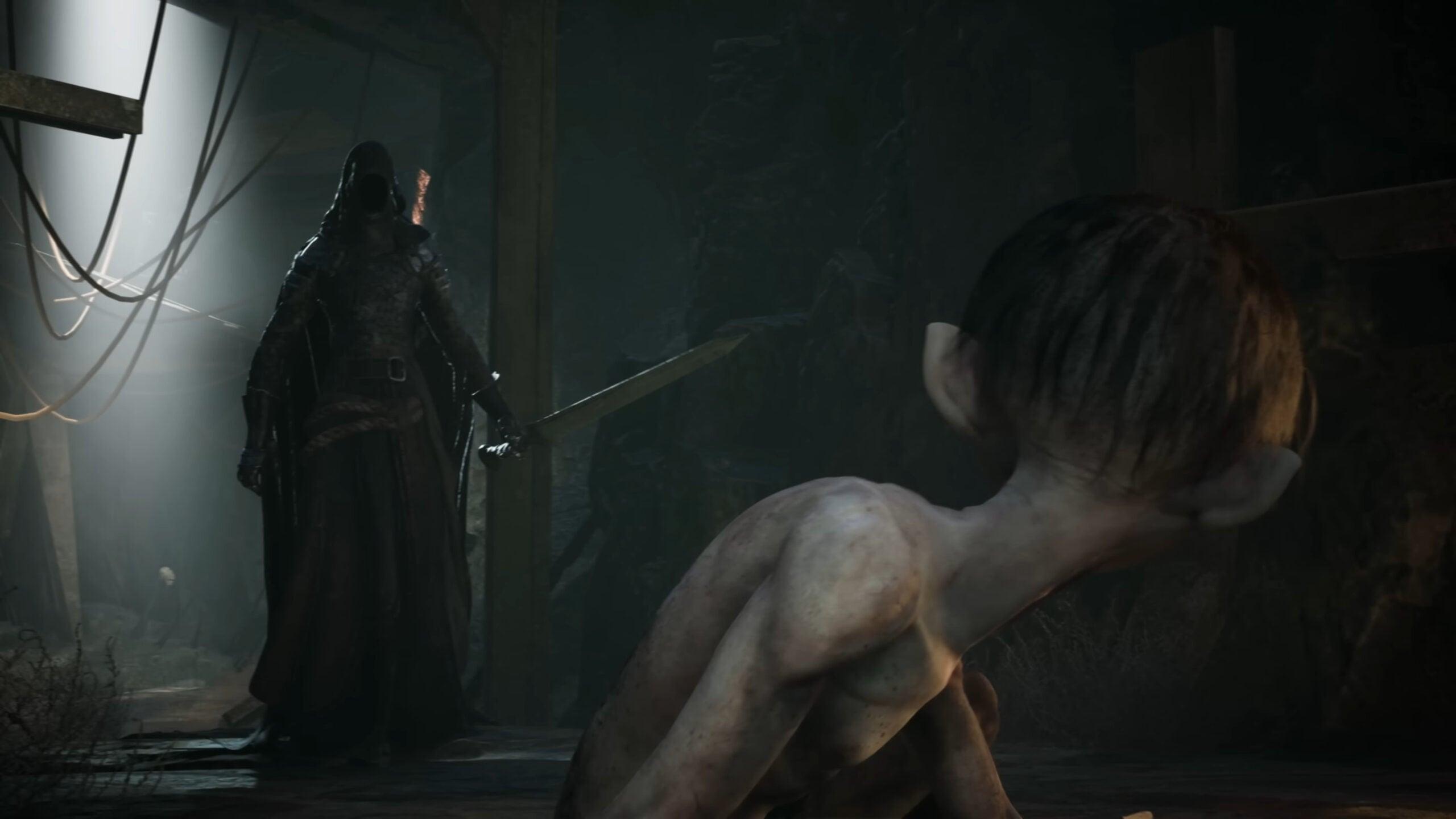 A Nazgûl attempts to apprehend Gollum (Wayne Forester) in The Lord of the Rings: Gollum (2023), Daedalic