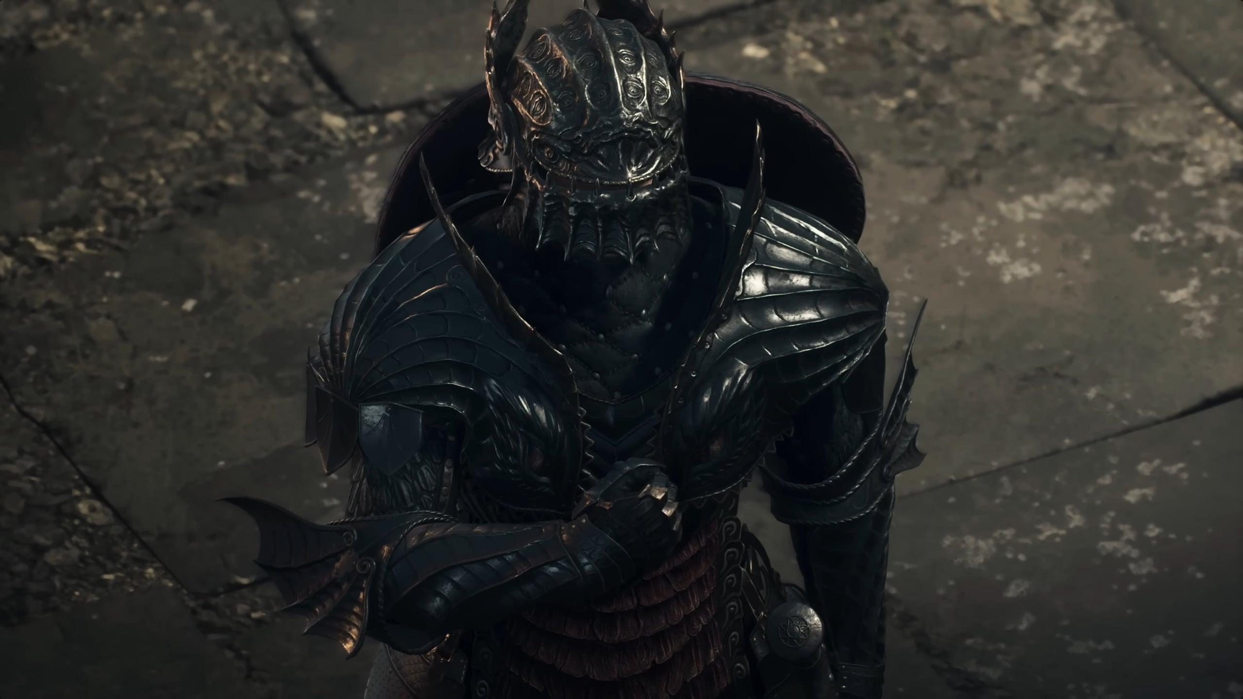 The Arisen swears fealty to The Dragon (David Lodge) in Dragon's Dogma 2 (2024), Capcom