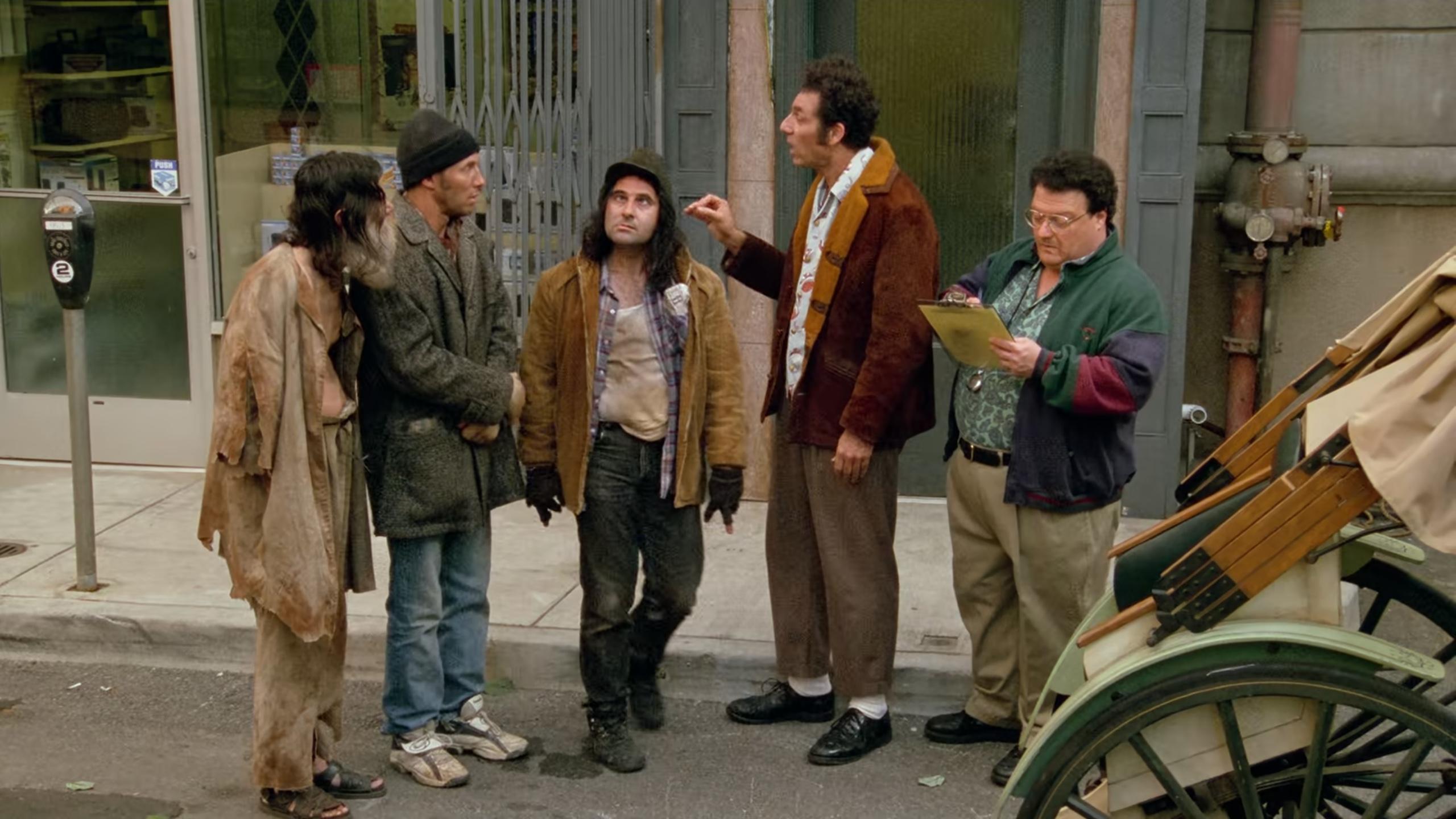 Kramer (Michael Richards) and Newman (Wayne Knight) start a Hong Kong rickshaw business in Seinfeld Season 9 Episode 17 "The Bookstore" (1998), NBC