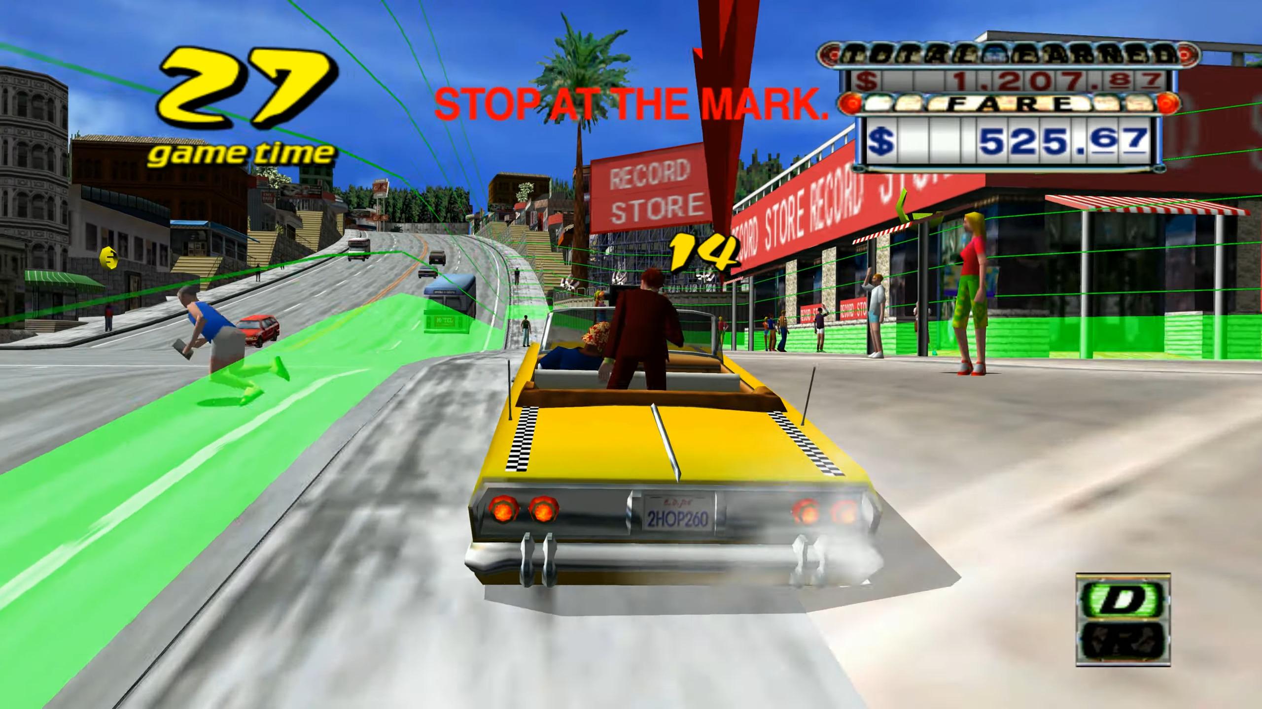 Axel drops off a fare in Crazy Taxi (1999), Sega