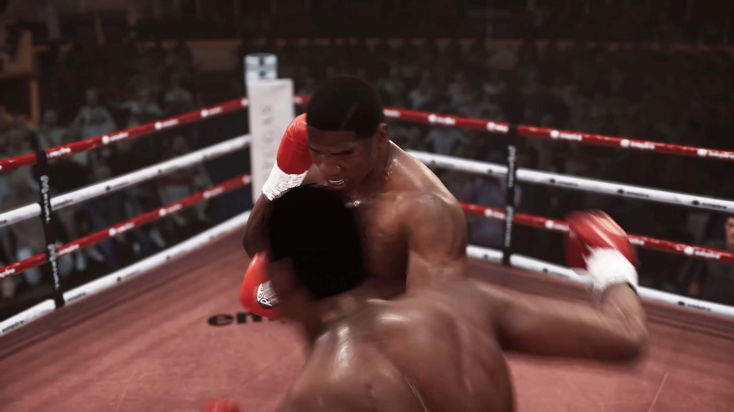 Larry Holmes delivers a right hook to Riddick Bowe's head in Undisputed (2023), Deep Silver