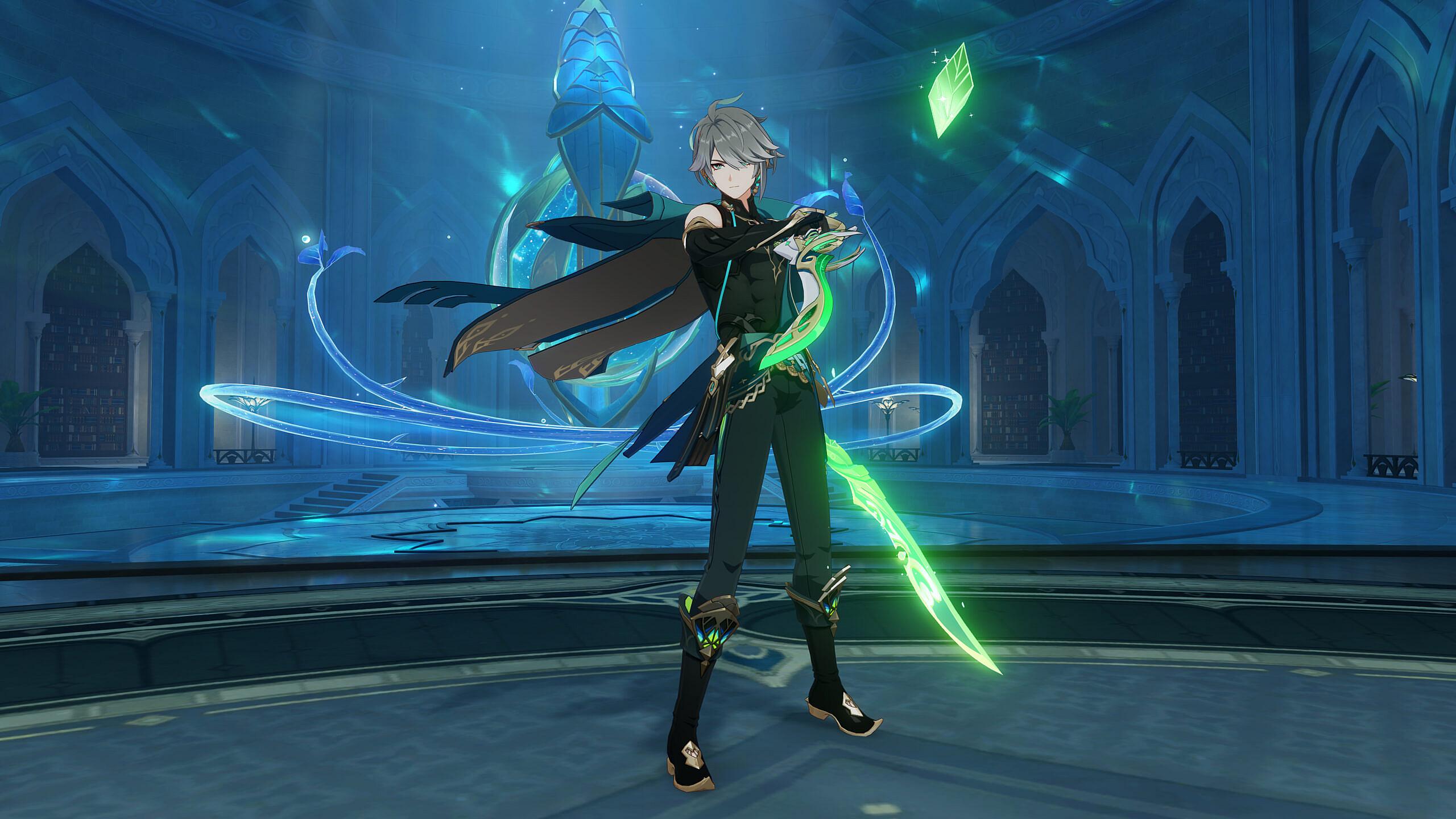 Alhaitham stands ready to battle via Genshin Impact (2020), miHoYo