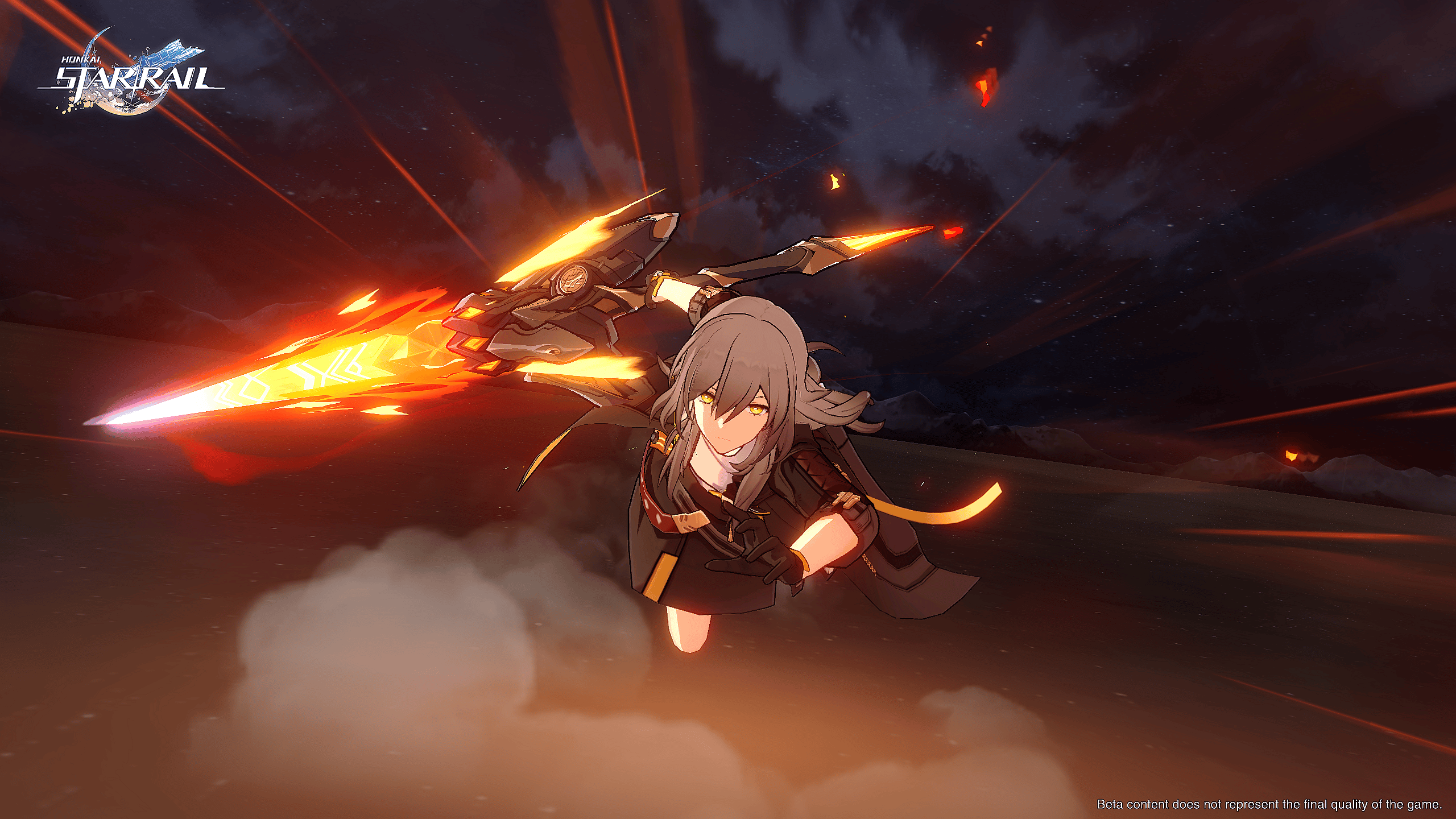 The female Traiblazer charges forward with a blazing lance via Honkai: Star Rail (2023), HoYoverse
