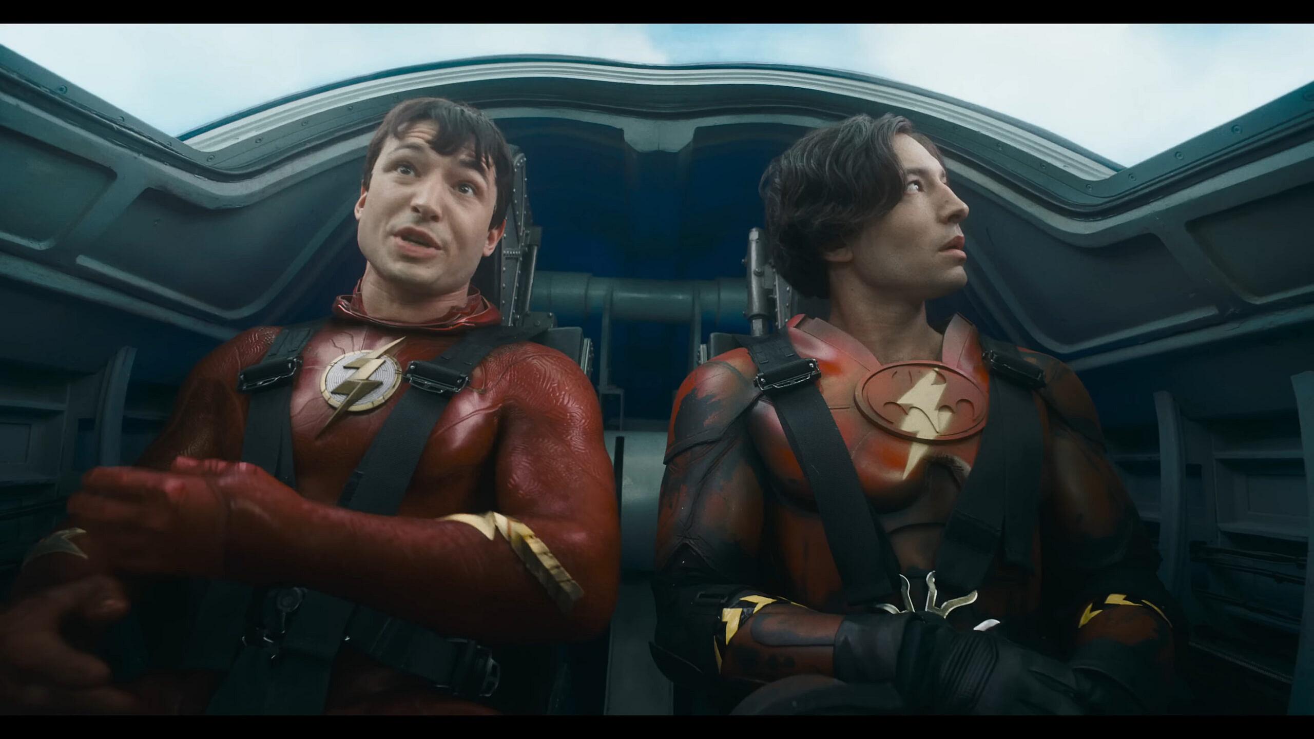 Barry Allen rides in the Batwing in The Flash (2023), Warner Bros. Pictures