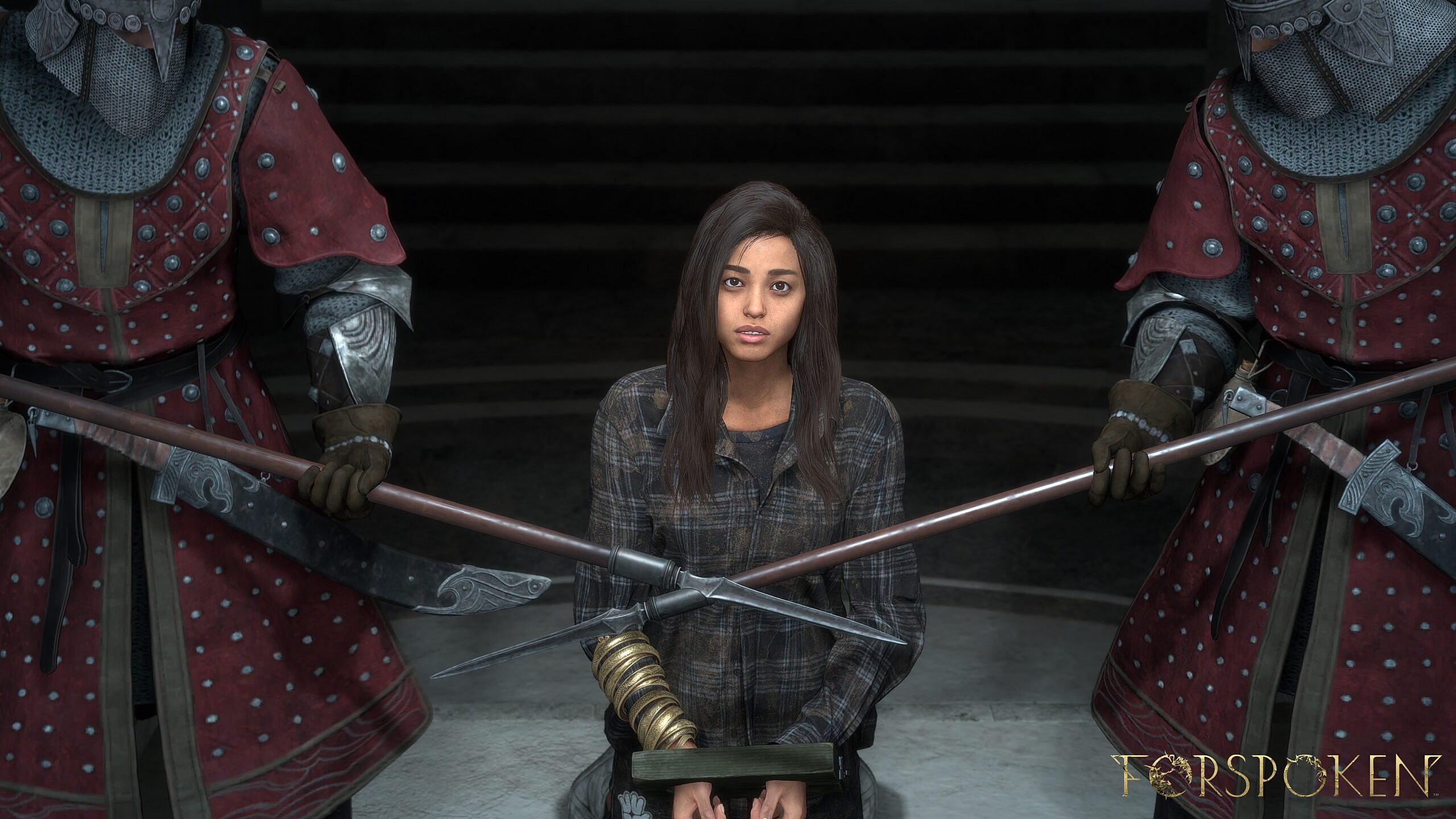 Freya (Ella Balinska) is brought before the court of the Tantas upon her arrival to Athia in Forspoken (2023), Square Enix