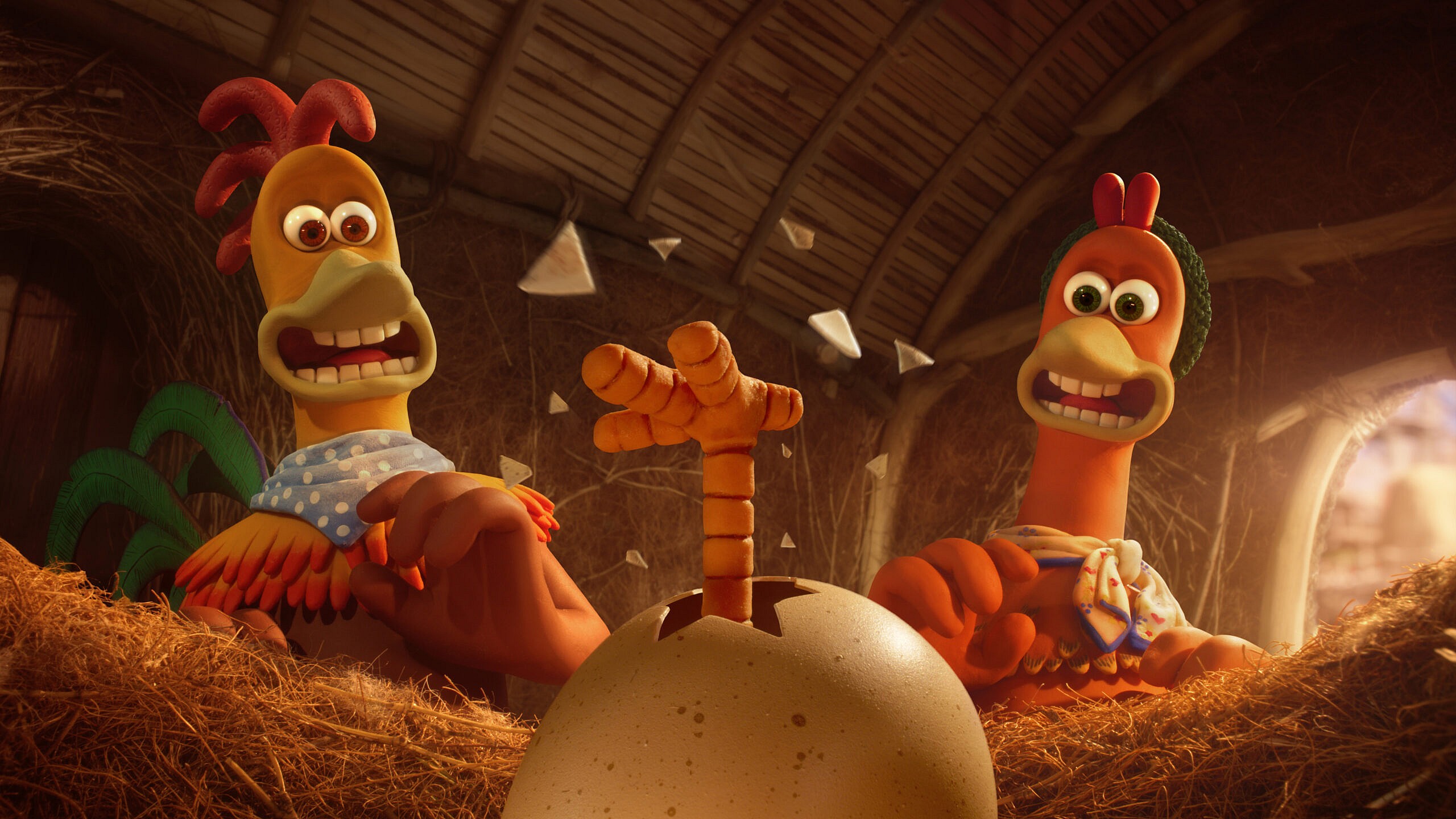 CHICKEN RUN: DAWN OF THE NUGGET - (L to R): Rocky (Zachary Levi) and Ginger (Thandiwe Newton) are back, in CHICKEN RUN: DAWN OF THE NUGGET - the eagerly anticipated sequel to Aardman’s hit film, CHICKEN RUN. CHICKEN RUN: DAWN OF THE NUGGET will make its debut only on Netflix in 2023.CHICKEN RUN: DAWN OF THE NUGGET will make its debut only on Netflix in 2023. Cr: Aardman/NETFLIX © 2022