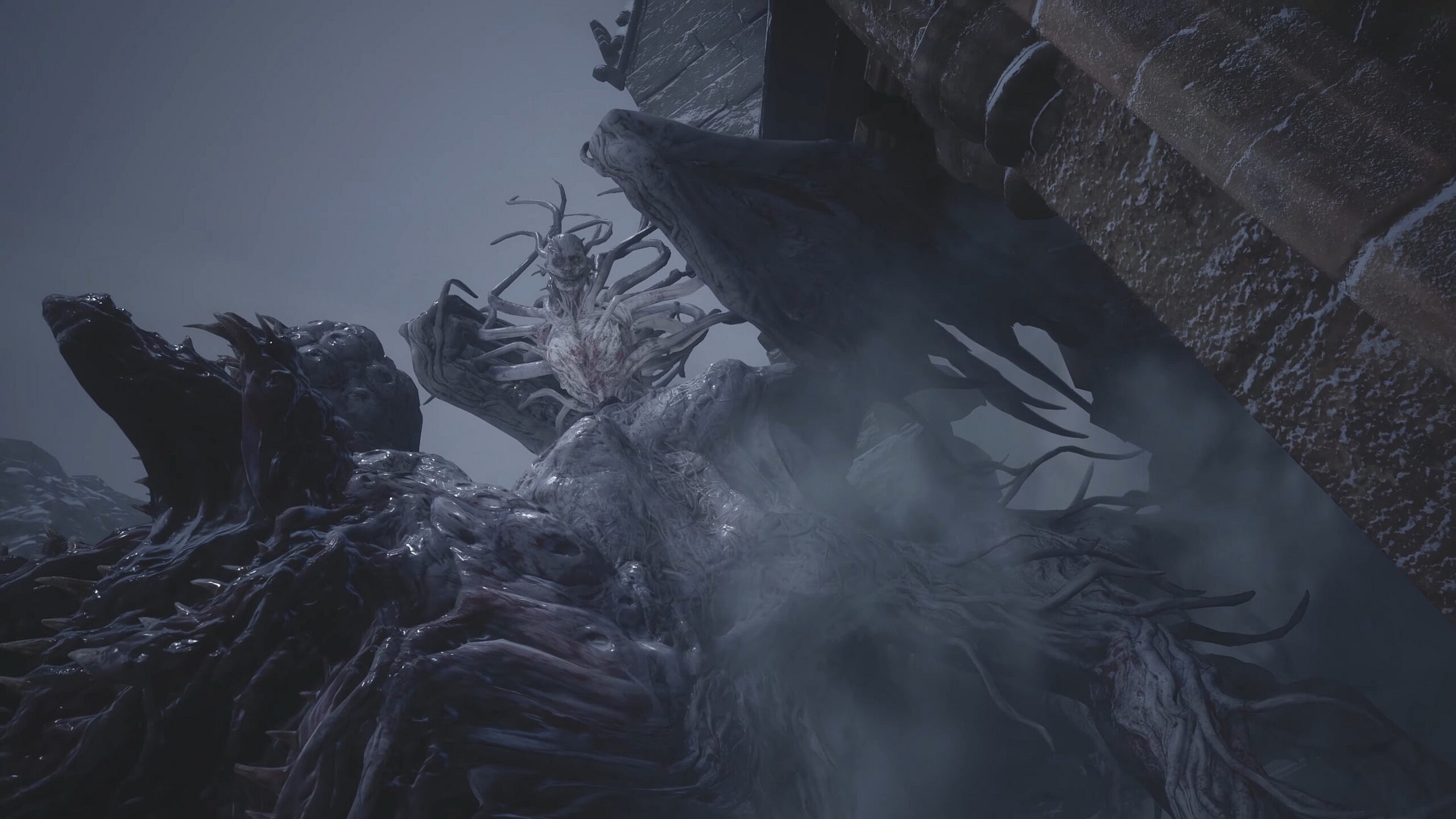 Lady Dimitrescu (Maggie Robertson) unveils her true form in Resident Evil Village (2021), Capcom