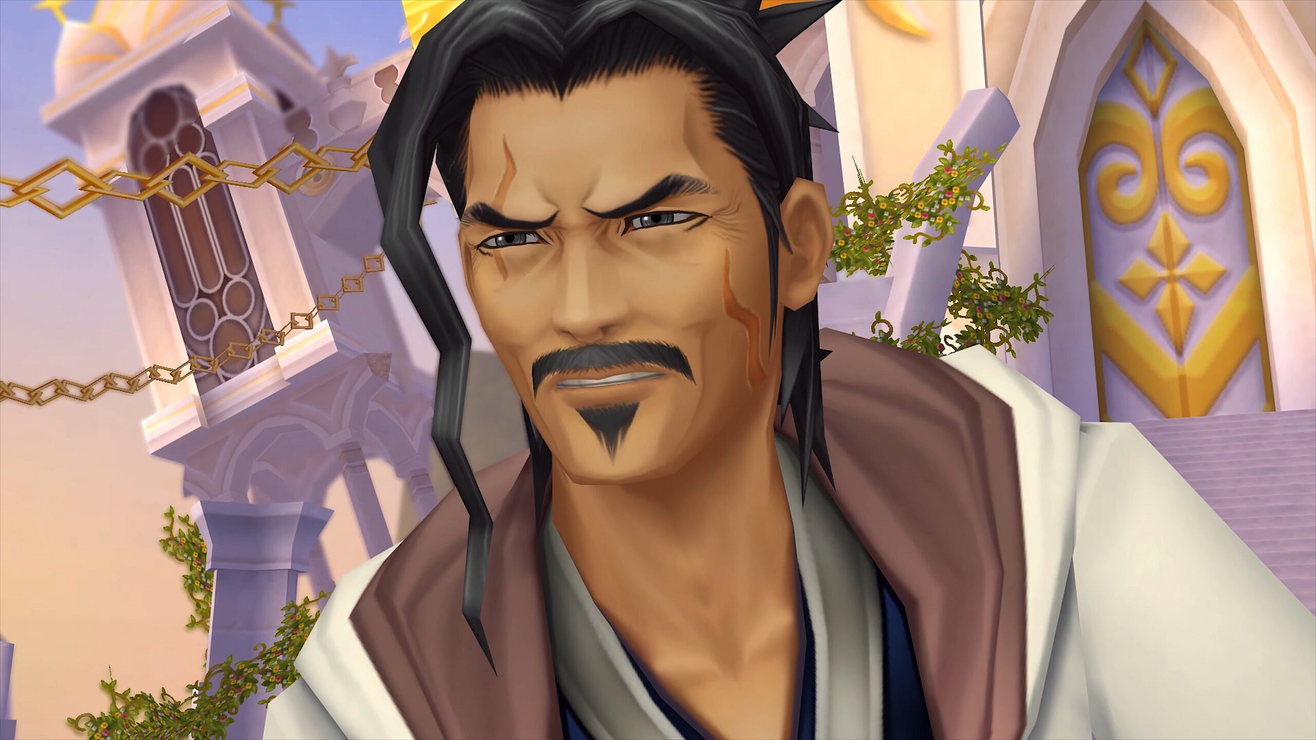 Master Eraqus (Mark Hamill) lets the Darkness cloud his judgement in Kingdom Hearts Birth by Sleep (2009), Square Enix