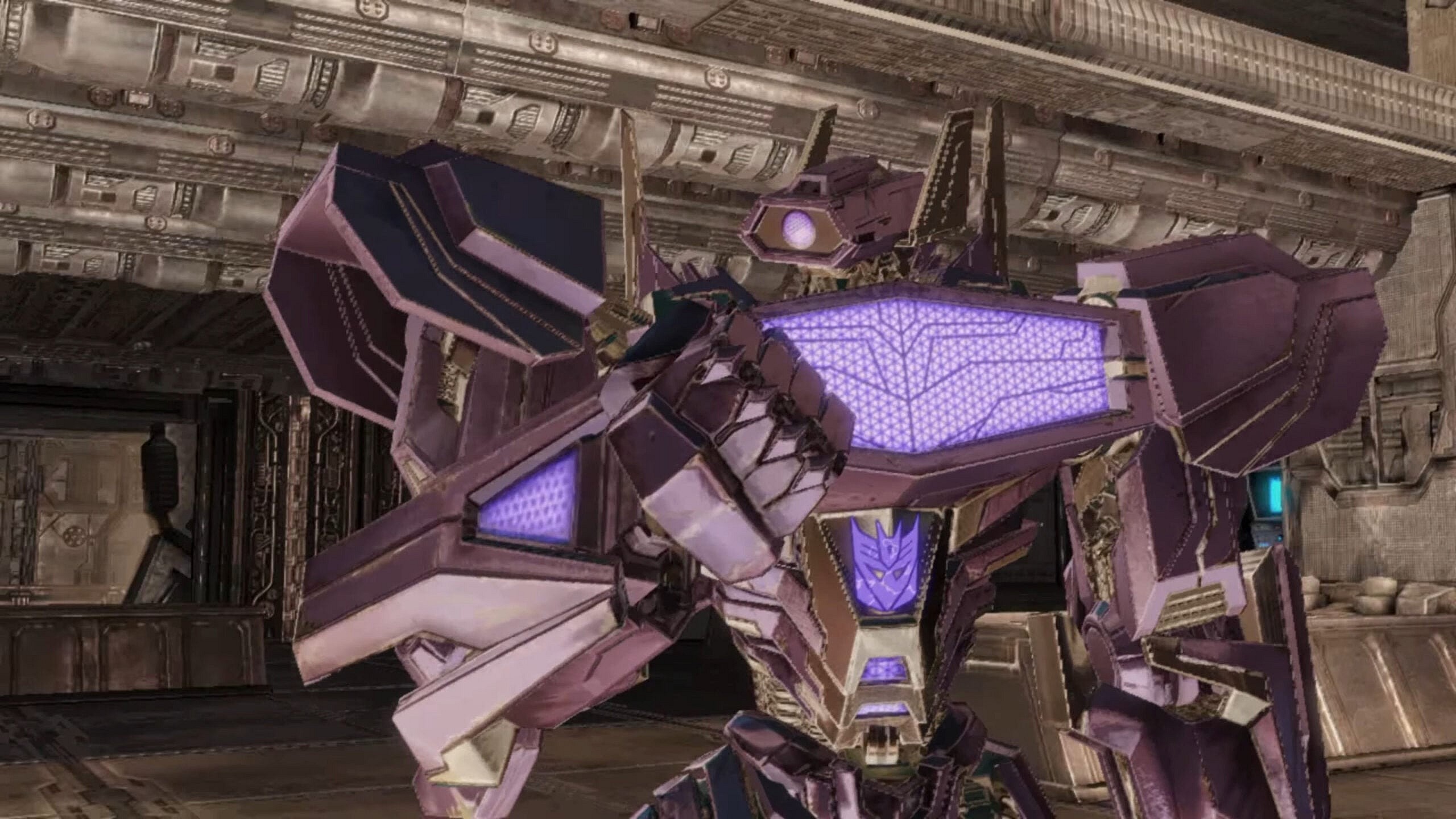 Shockwave (Steve Blum) hands out the Decepticons' next orders in Transformers: Rise of the Darkspark (2014), Activision