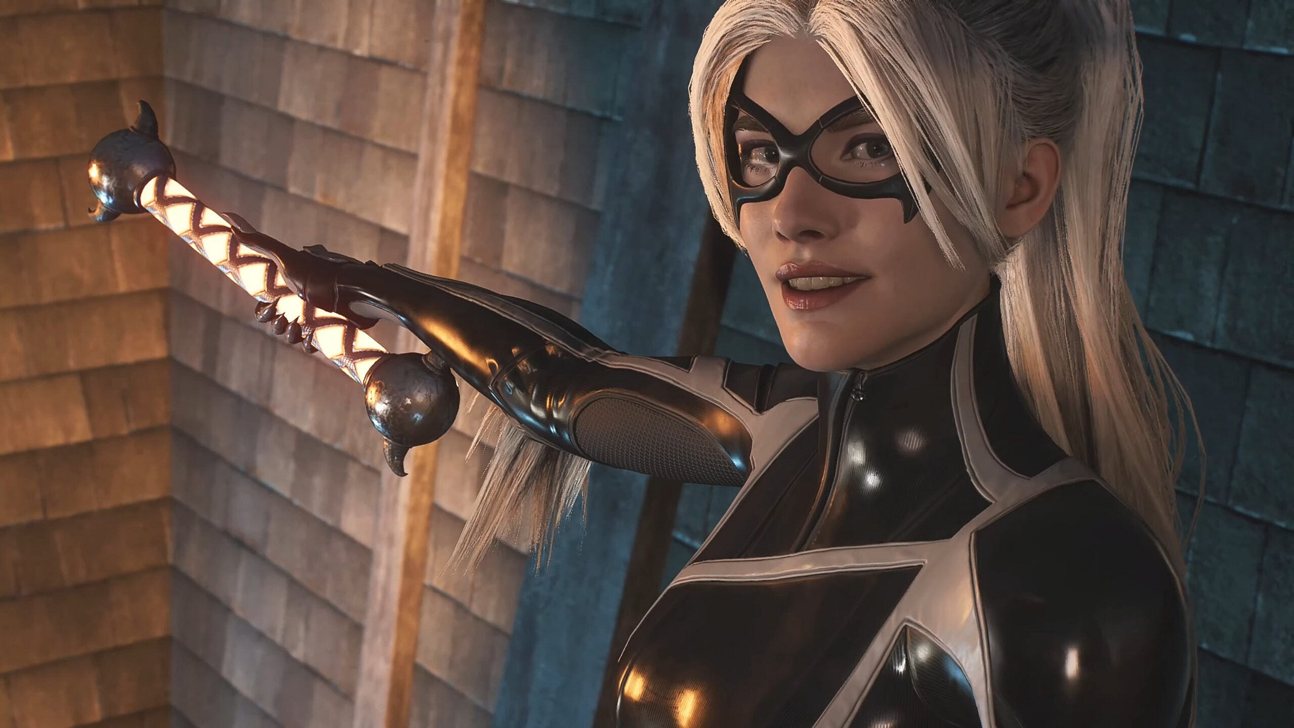 Black Cat (Eric Lindbeck) makes off with her latest bounty in Marvel's Spider-Man 2 (2023), Insomniac Games