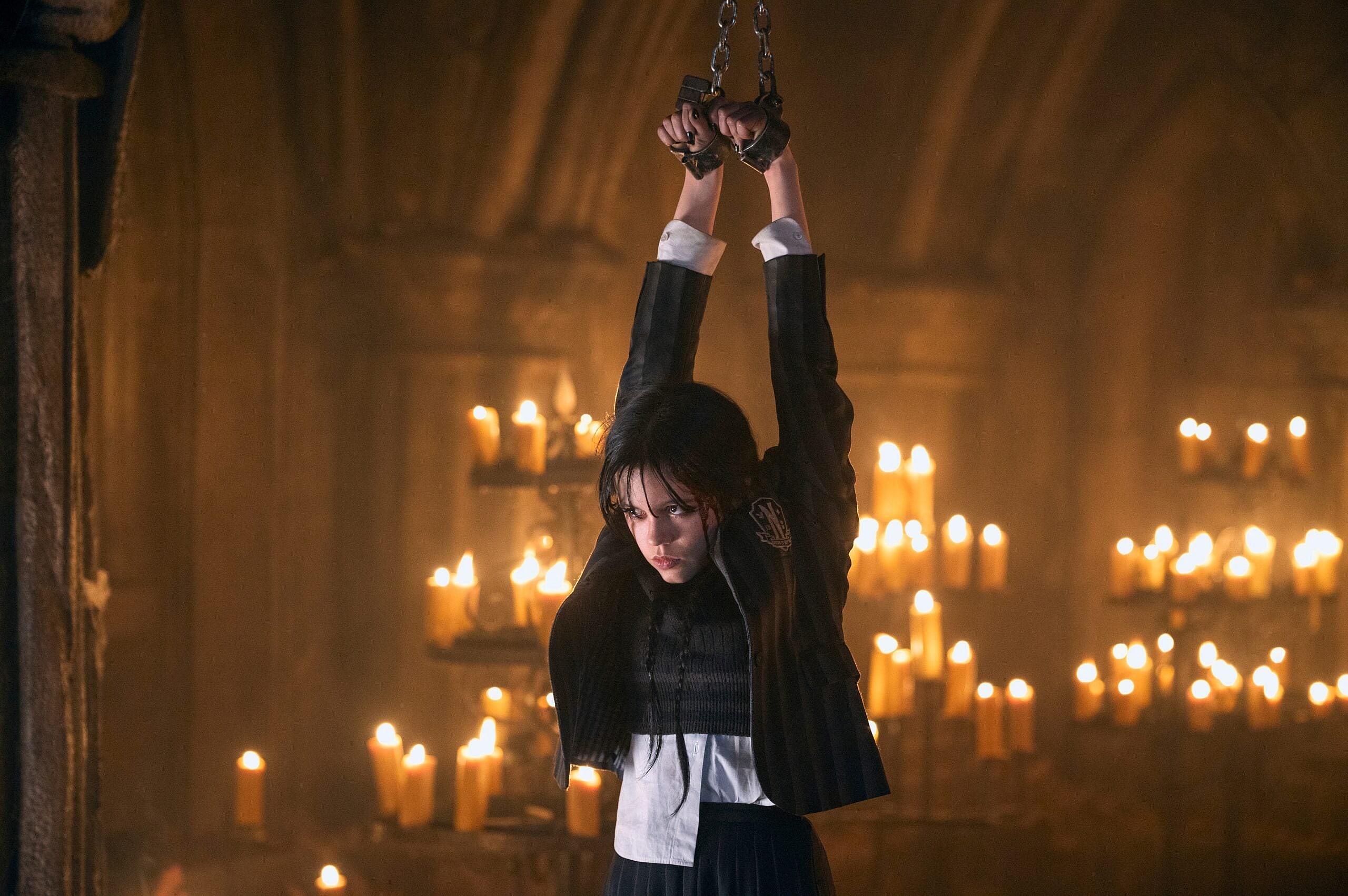 Wednesday. Jenna Ortega as Wednesday Addams in episode 108 of Wednesday. Cr. Vlad Cioplea/Netflix © 2022