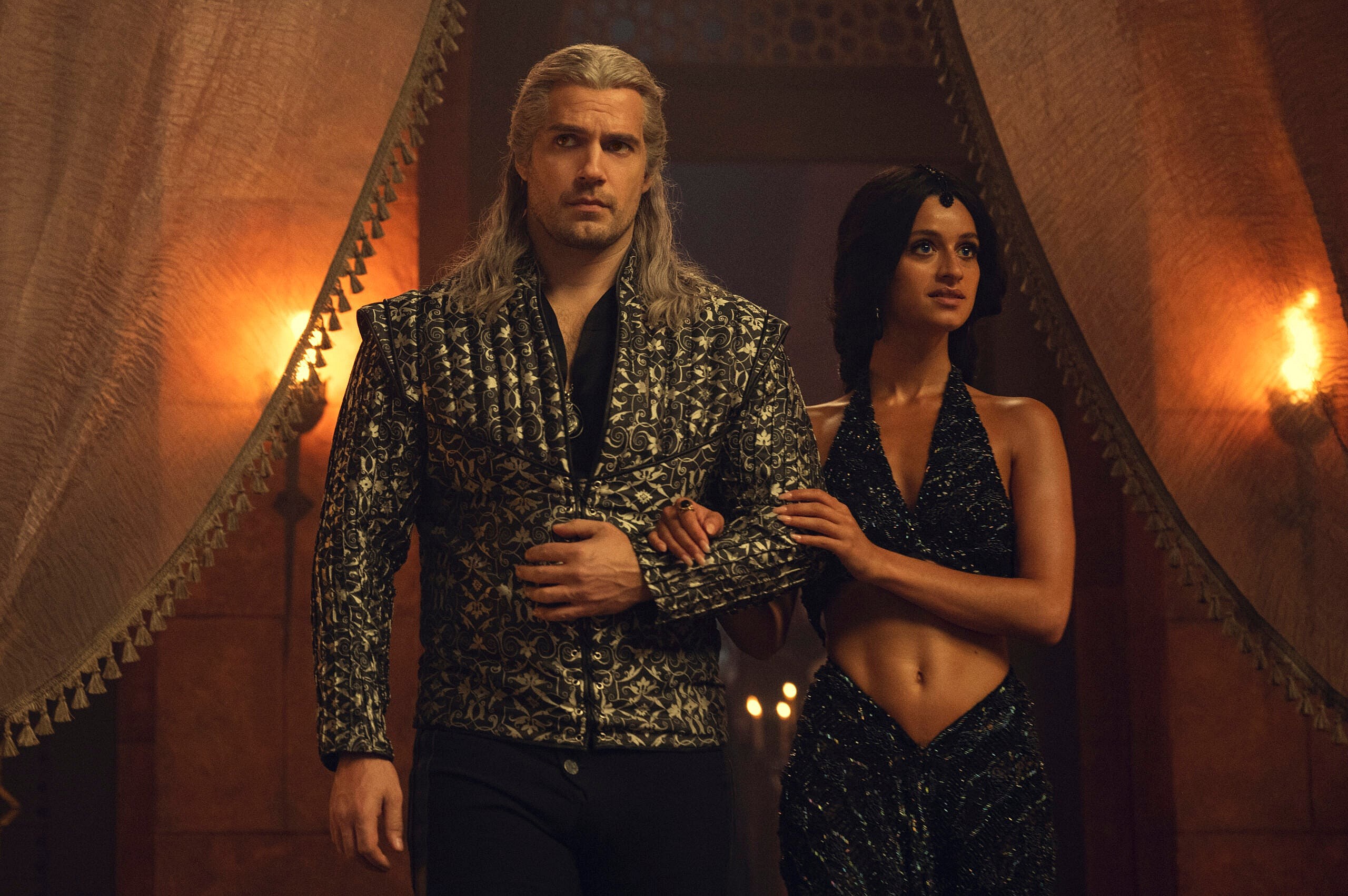 Geralt (Henry Cavill) and Yennefer (Anya Chalotra) clean up in The Witcher Season 3 Episode 5 "The Art of Illusion" (2023), Netflix