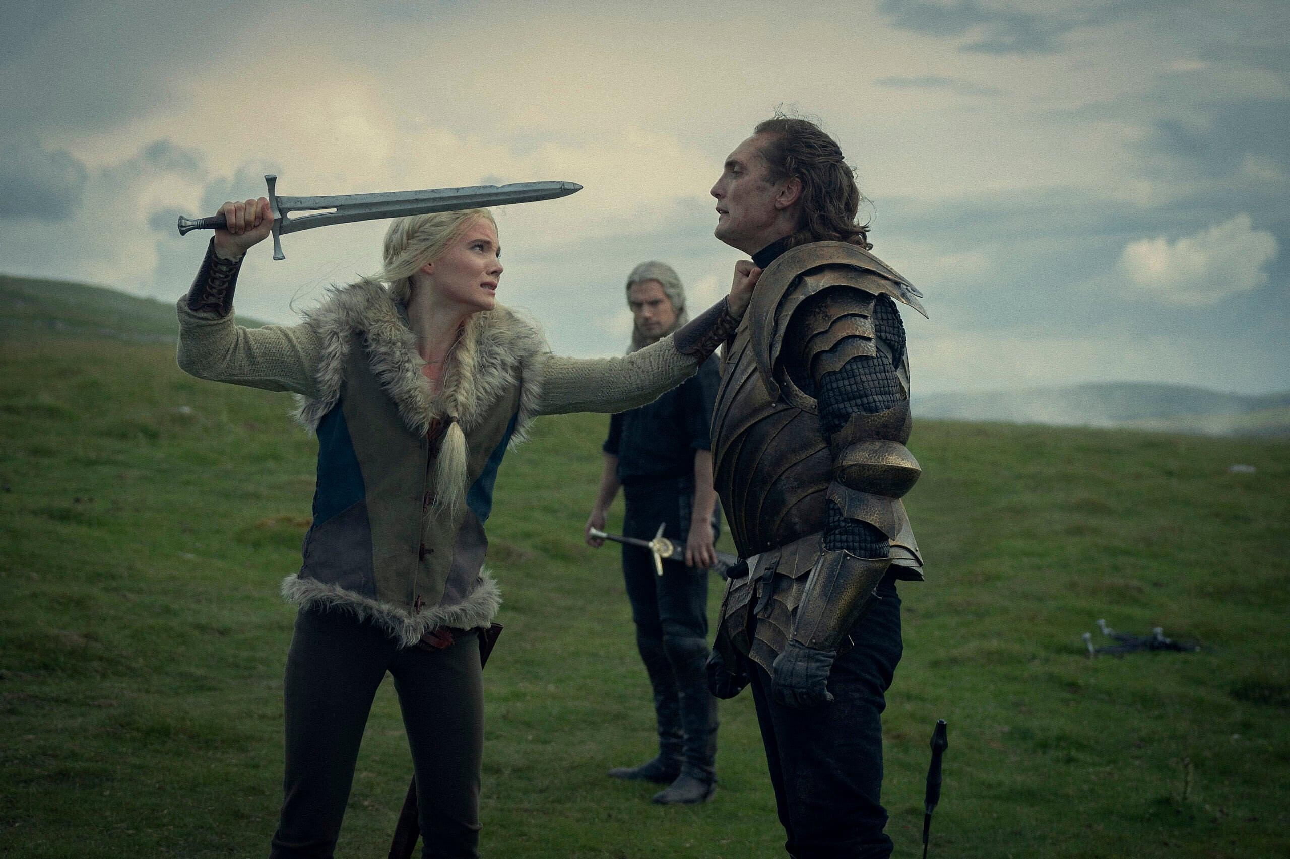 Ciri (Freya Allan) confronts Cahir (Eamon Farren) in The Witcher Season 3 Episode 6, Netflix