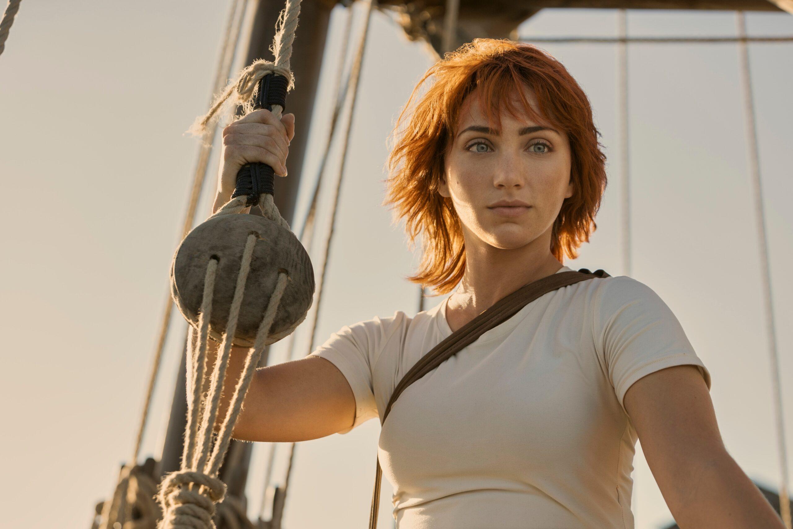 One Piece. Emily Rudd as Nami in episode 101 of One Piece. Cr. Casey Crafford/Netflix © 2023