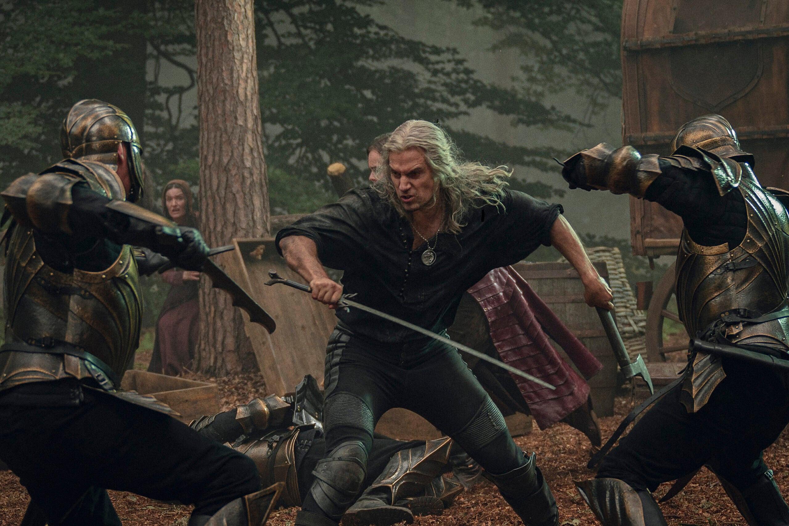 Geralt (Henry Cavill) lunges into battle in The Witcher Season 3 Episode 8 "The Cost of Chaos"