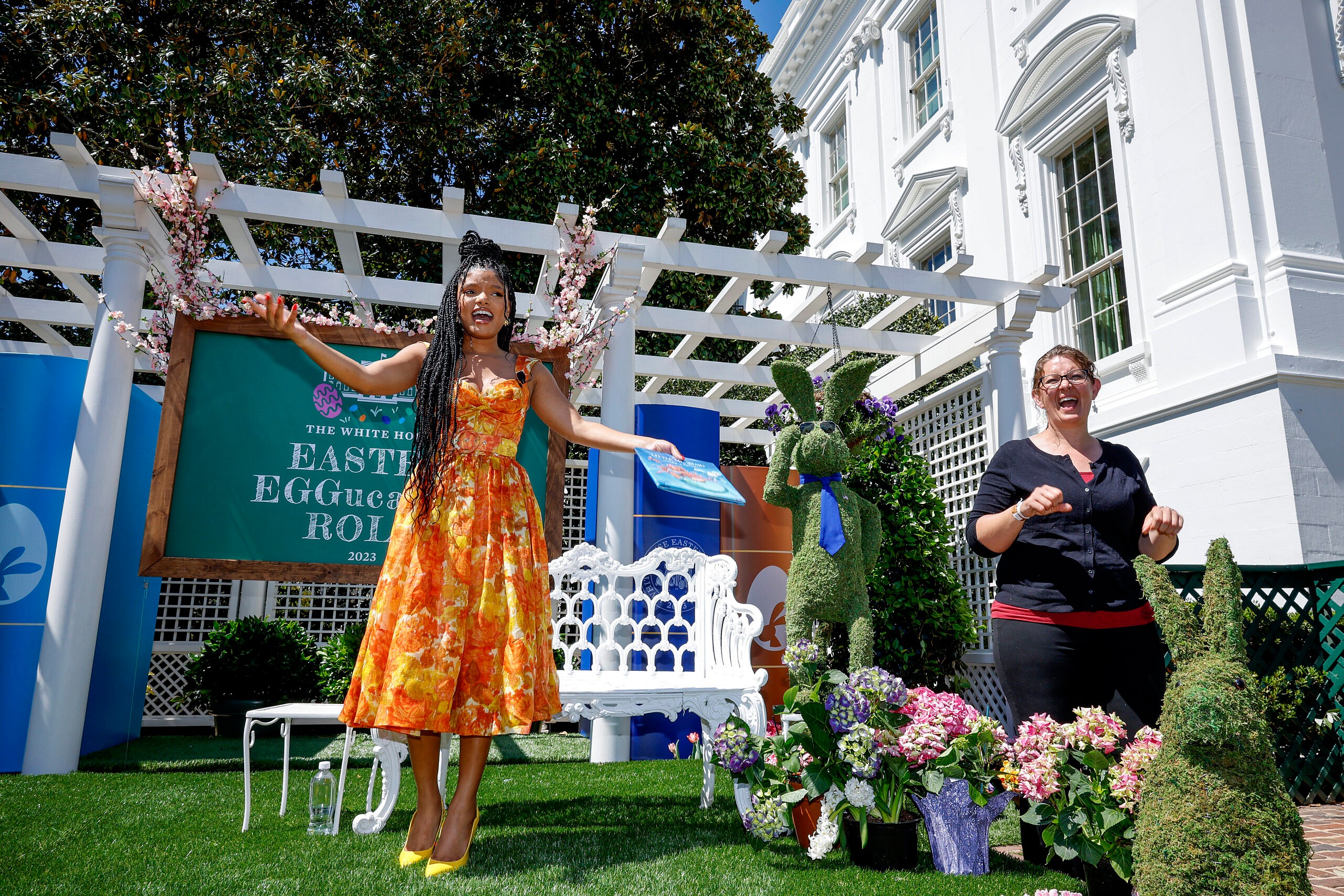 WASHINGTON, DC - APRIL 10: The Little Mermaid's Halle Bailey attends The White House Easter Egg Roll on April 10, 2023 in Washington, DC. (Photo by Tasos Katopodis/Getty Images for Disney)
