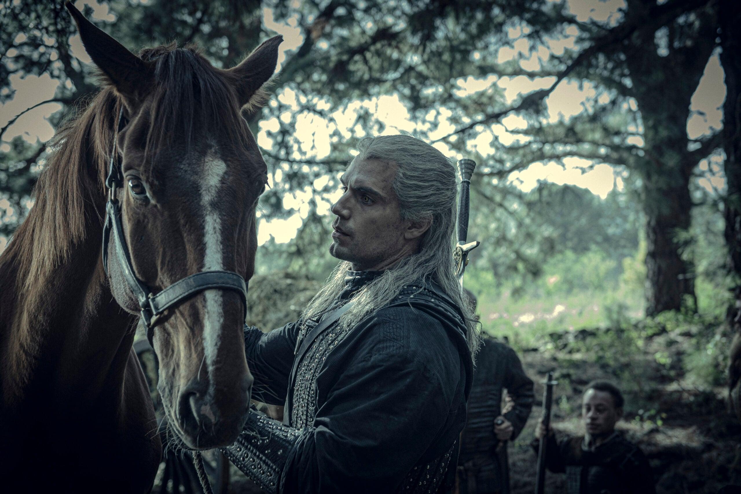Geralt (Henry Cavill) calms Roach in The Witcher Season 1 Episode 6 "Rare Species" (2019) via Netflix