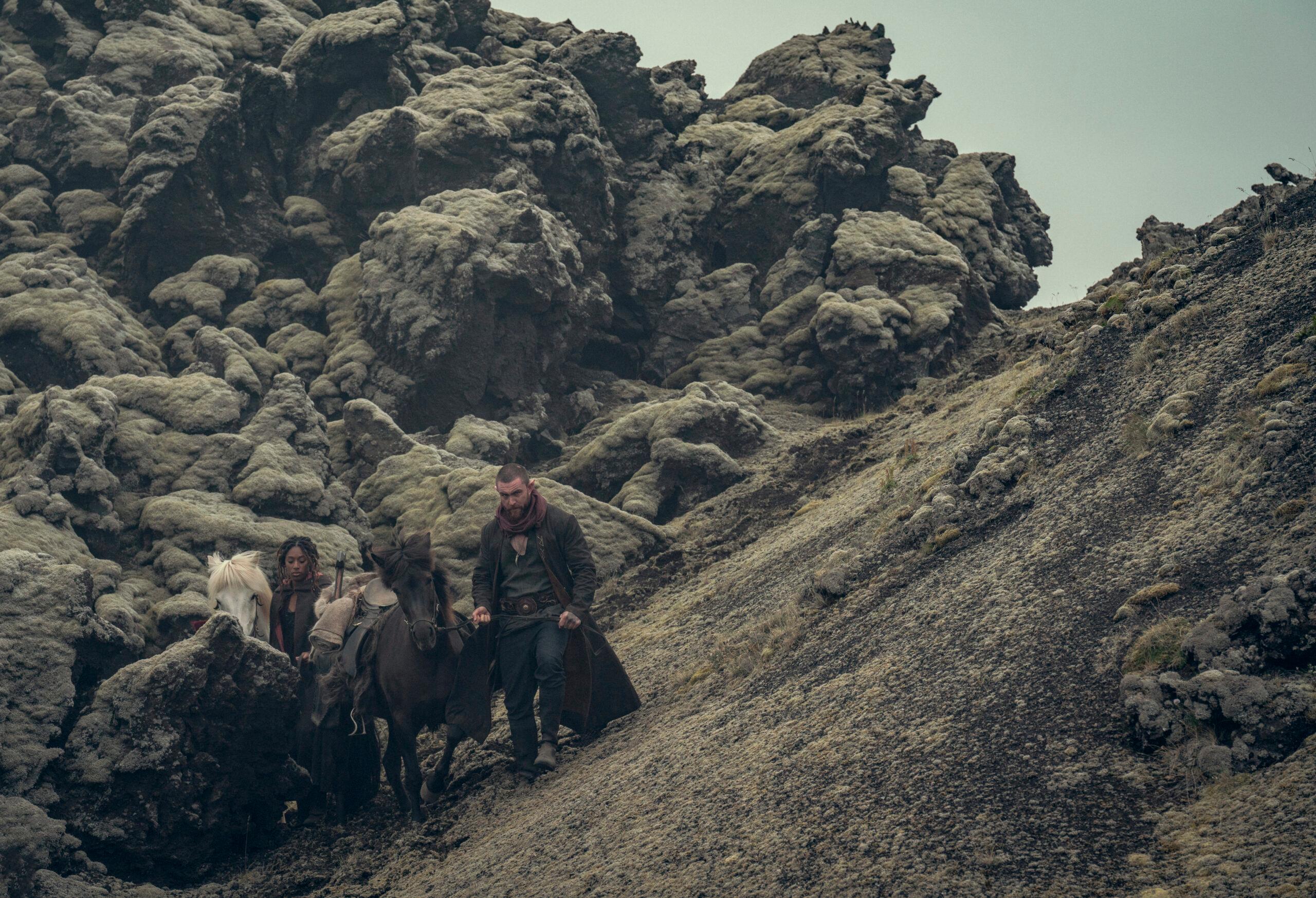 Sophia Brown as Éile and Laurence O'Fuarain as Fjall in The Witcher: Blood Origin (2022) via Netflix